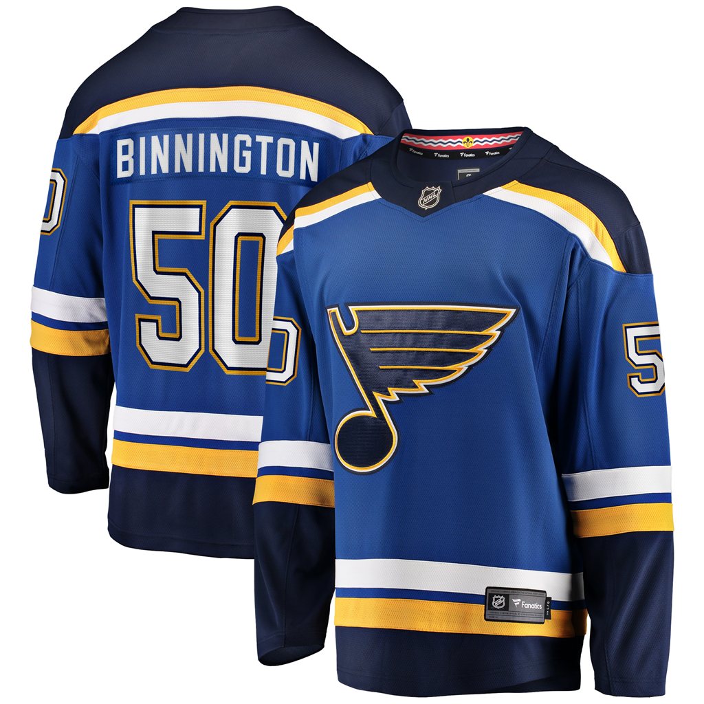 Jordans Binnington St. Louis Blues Fanatics Branded Home Premier Breakaway Player Jersey - Royal - vstockx