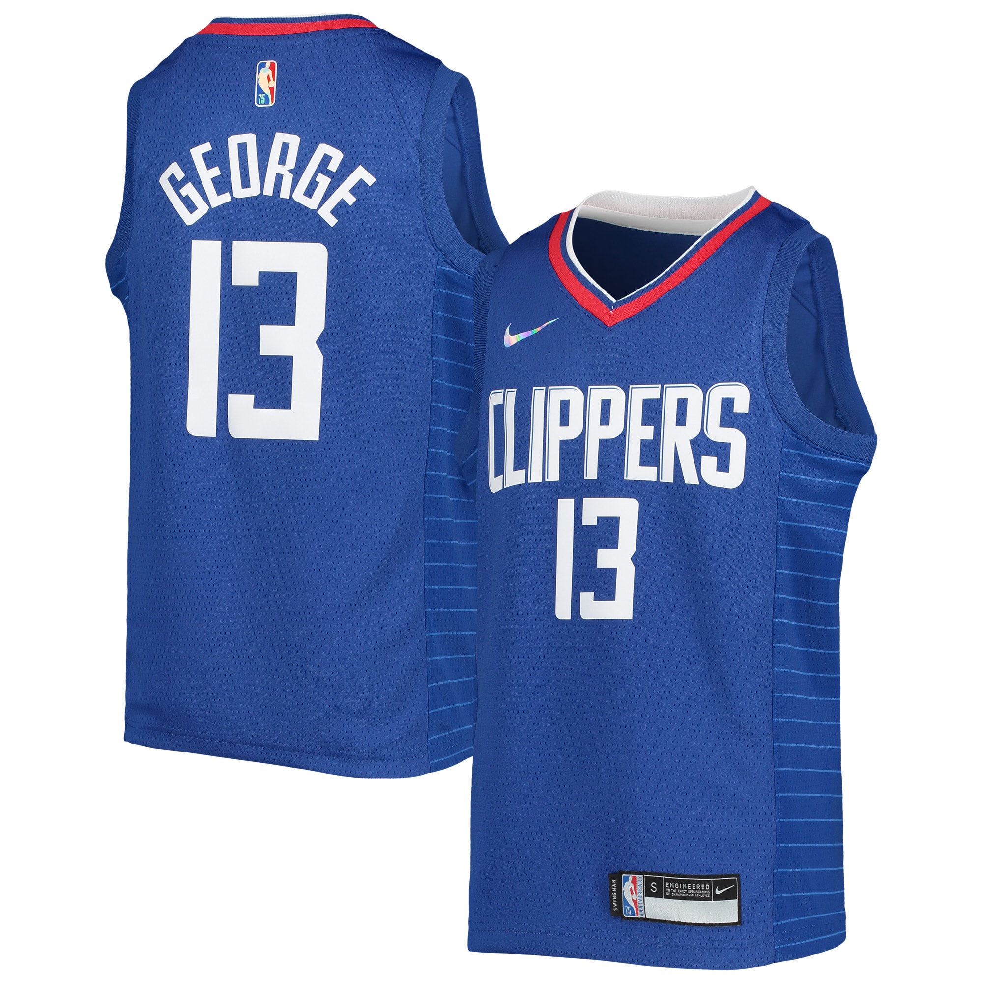 Paul George LA Clippers Nike Youth 2021/22 Diamond Swingman Jersey - Icon Edition - Royal - vstockx