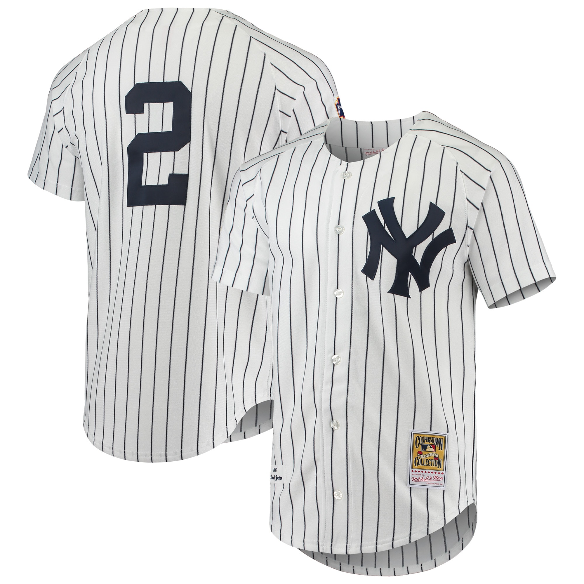 Derek Jeter New York Yankees Mitchell & Ness 1997 Cooperstown Collection Authentic Jersey - White - vstockx