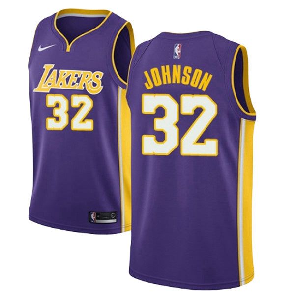 Men's Los Angeles Lakers Magic Johnson Statement Edition Jersey - Purple - vstockx