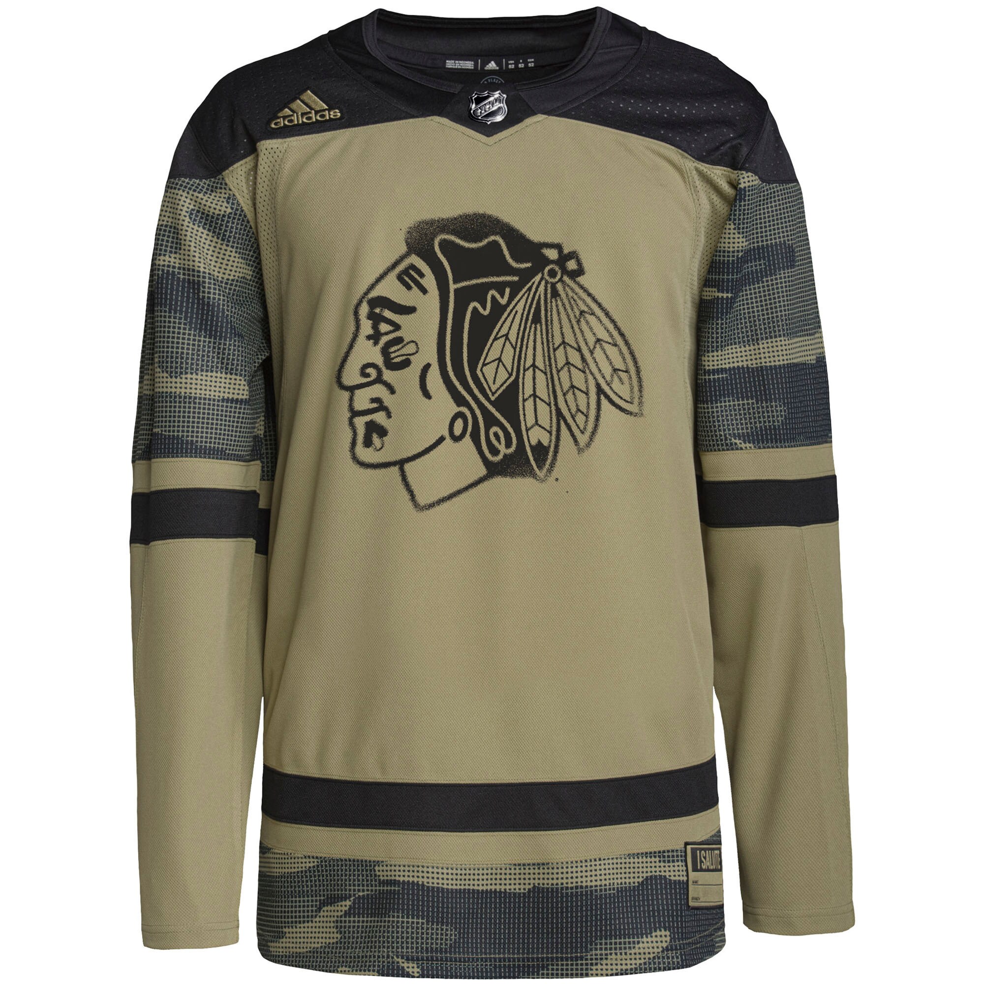 Chicago Blackhawks adidas Military Appreciation Team Authentic Custom Practice Jersey - Camo - vstockx