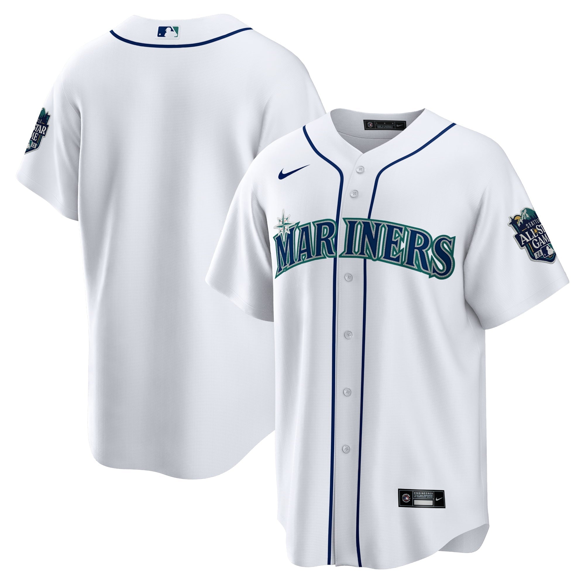 Men's Nike White Seattle Mariners Home 2023 MLB All-Star Game Patch Replica Player Jersey - vstockx
