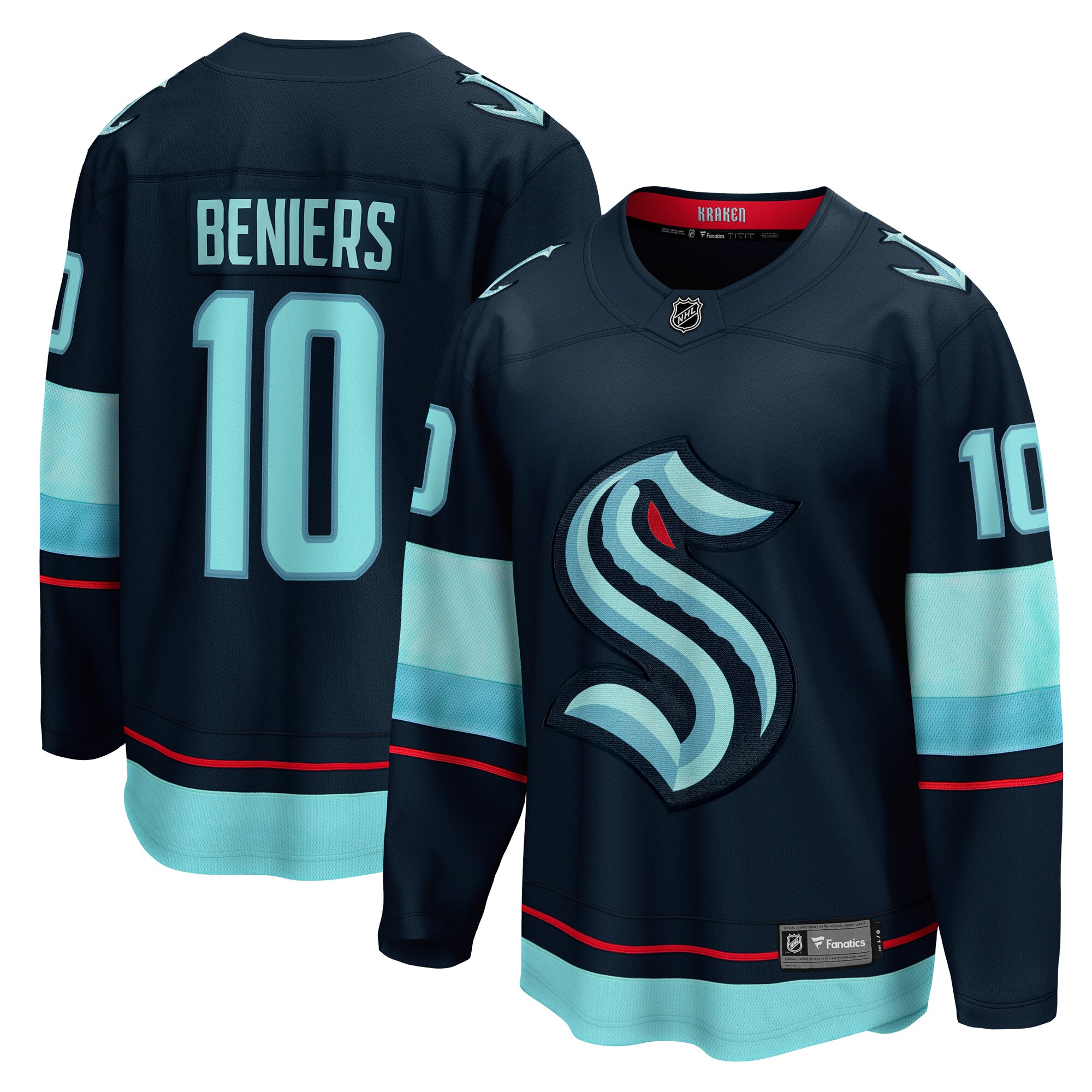 Matty Beniers Seattle Kraken Fanatics Branded Premier Breakaway Player Jersey - Deep Sea Blue - vstockx