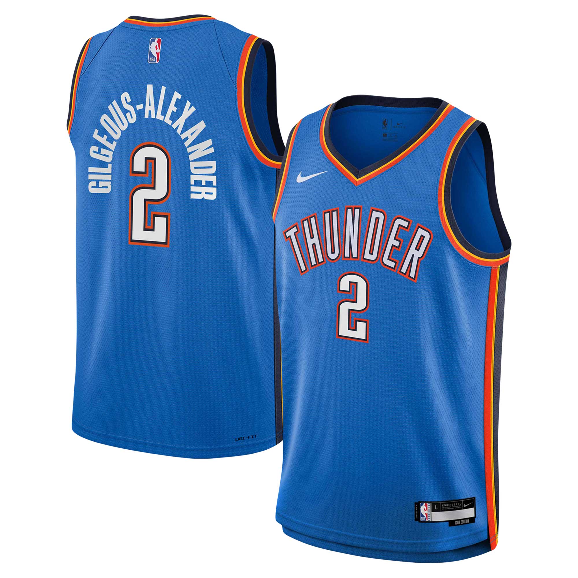 Shai Gilgeous-Alexander Oklahoma City Thunder Nike Youth Swingman Jersey - Icon Edition - Blue - vstockx