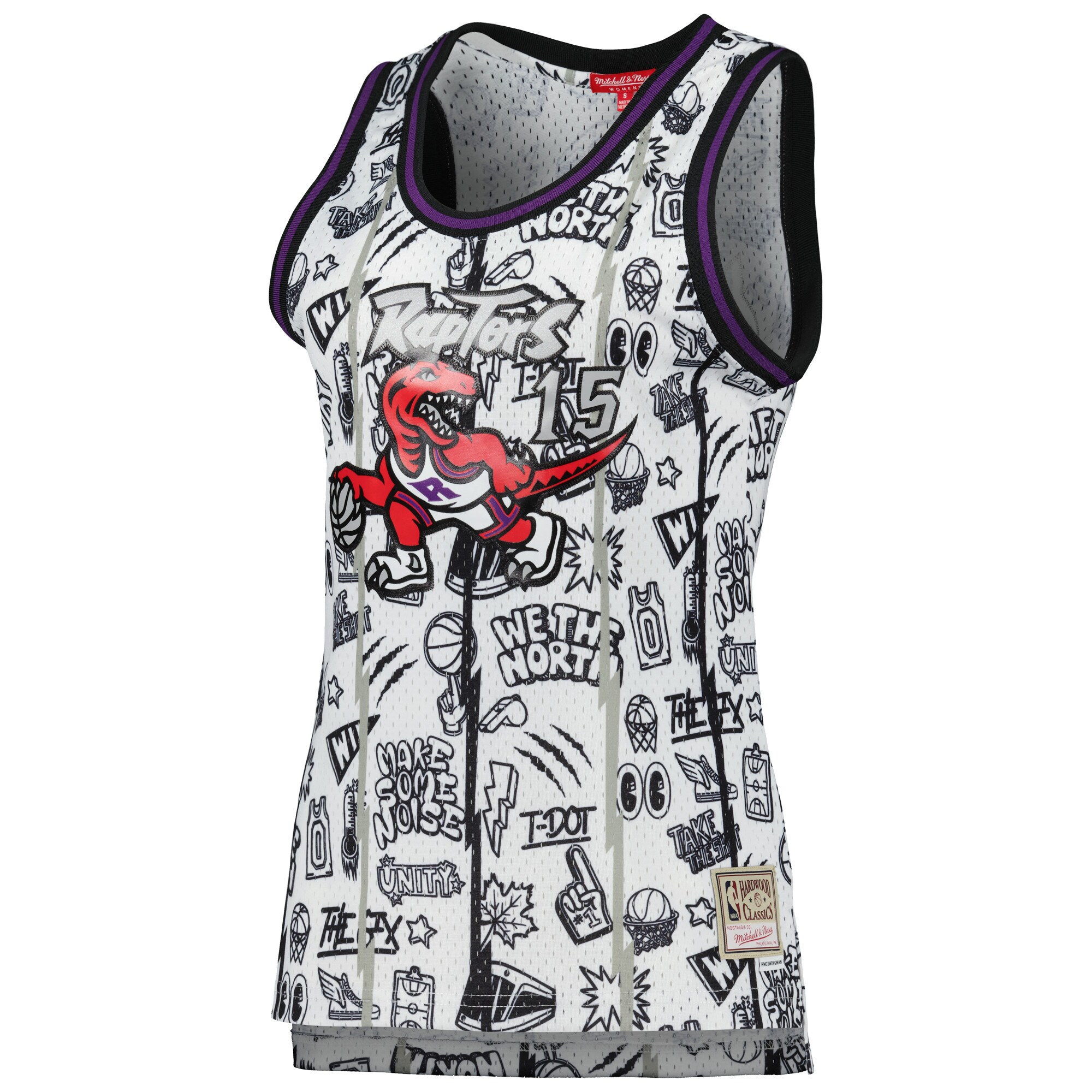Vince Carter Toronto Raptors Mitchell & Ness Women's 1998 Doodle Swingman Jersey - White - vstockx