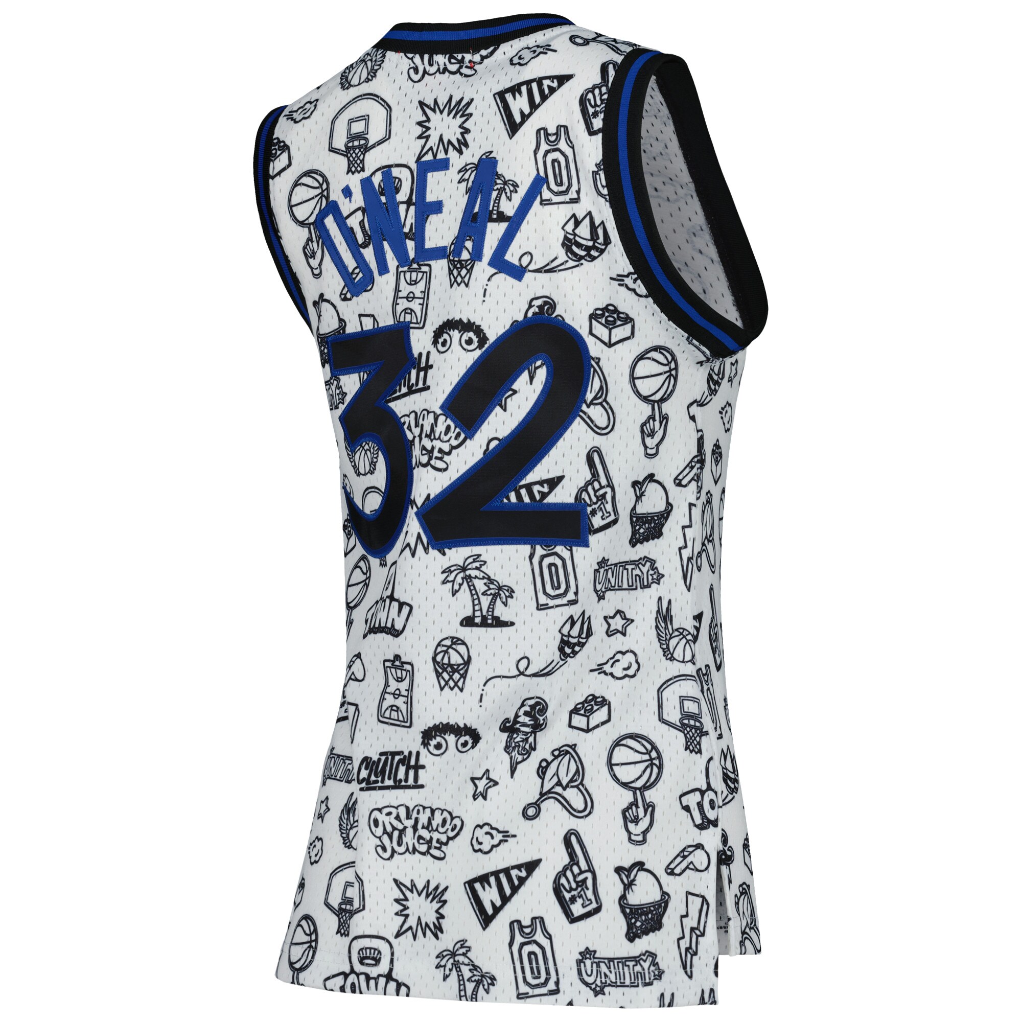 Shaquille O'Neal Orlando Magic Mitchell & Ness Women's 1994 Doodle Swingman Jersey - White - vstockx