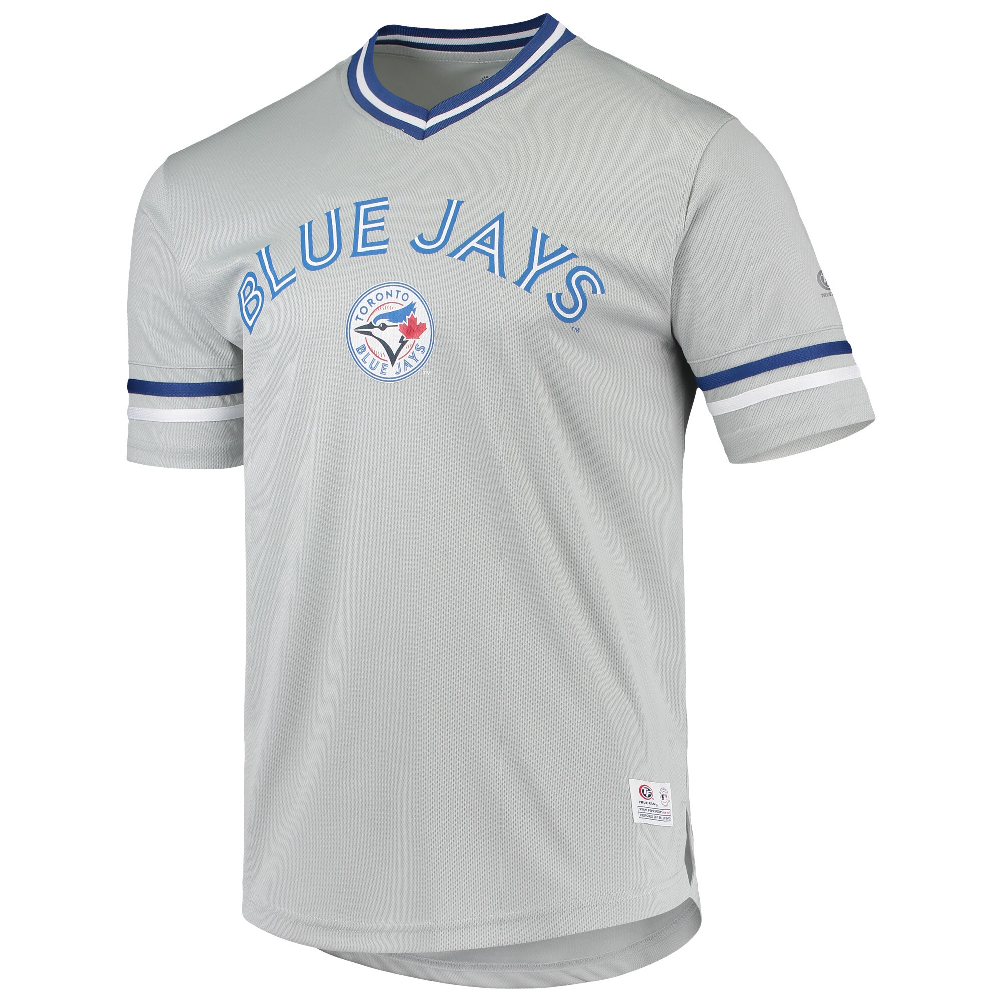 Men's Gray Toronto Blue Jays Replica V-Neck Jersey - vstockx
