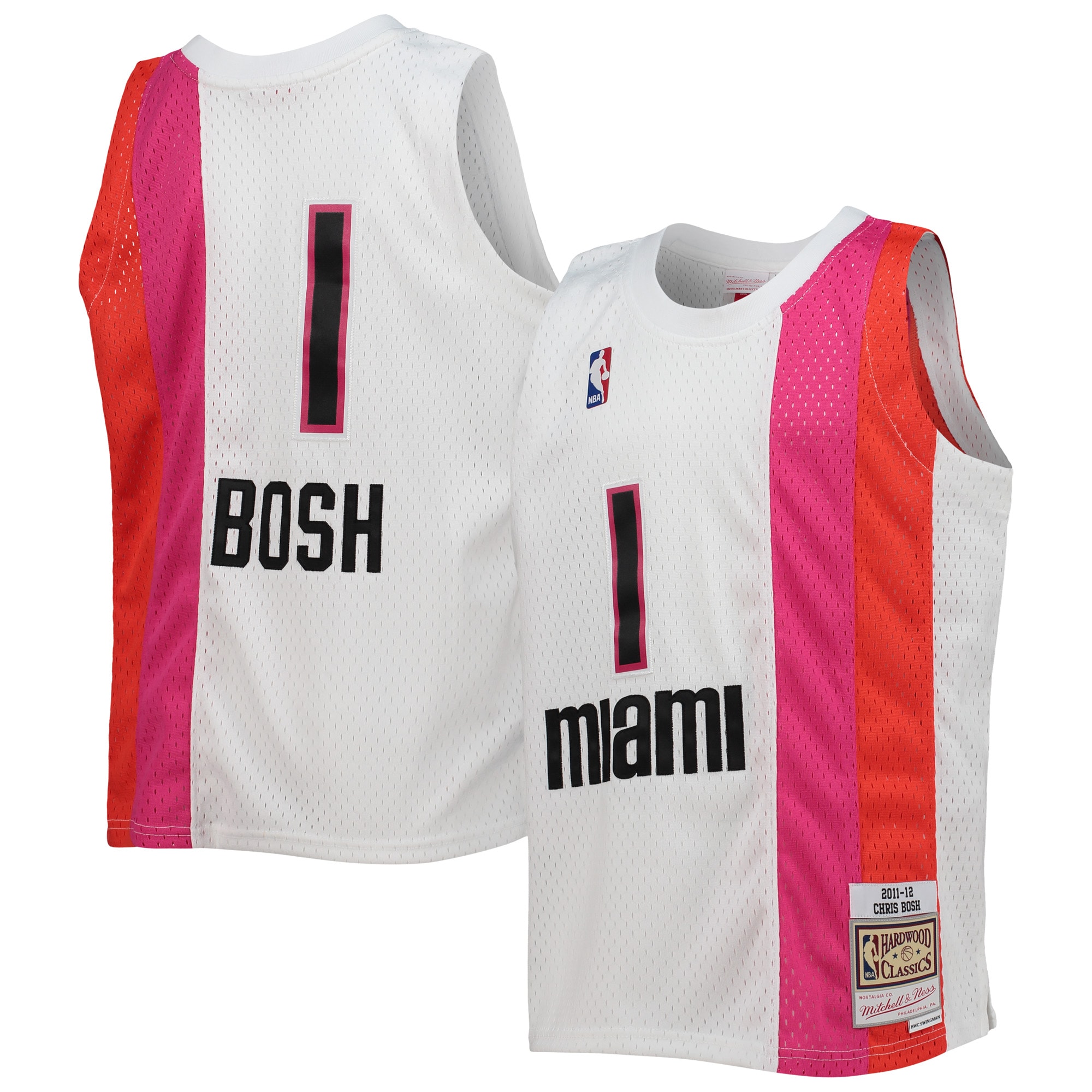Chris Bosh Miami Heat Mitchell & Ness Youth 2011-12 Hardwood Classics Swingman Jersey - White - vstockx