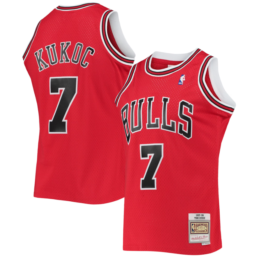 Mens Chicago Bulls Toni Kukoc Mitchell & Ness Red 1997-98 Hardwood Classics Swingman Jersey - vstockx