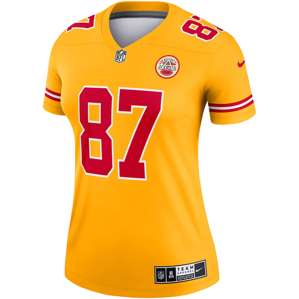 Women's Kansas City Chiefs Travis Kelce Inverted Legend Jersey Gold - vstockx