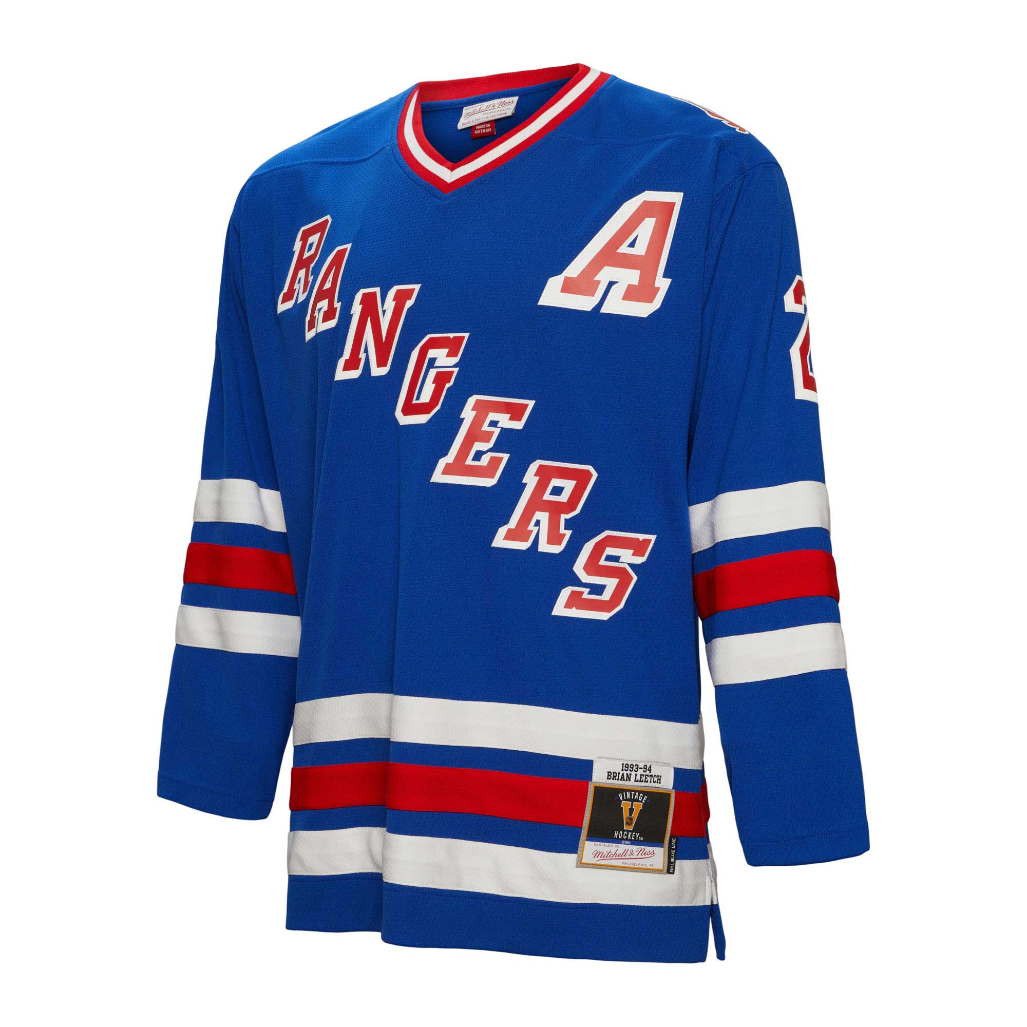Brian Leetch New York Rangers Mitchell & Ness 1993/94 Alternate Captain Patch Blue Line Player Jersey - Blue - vstockx