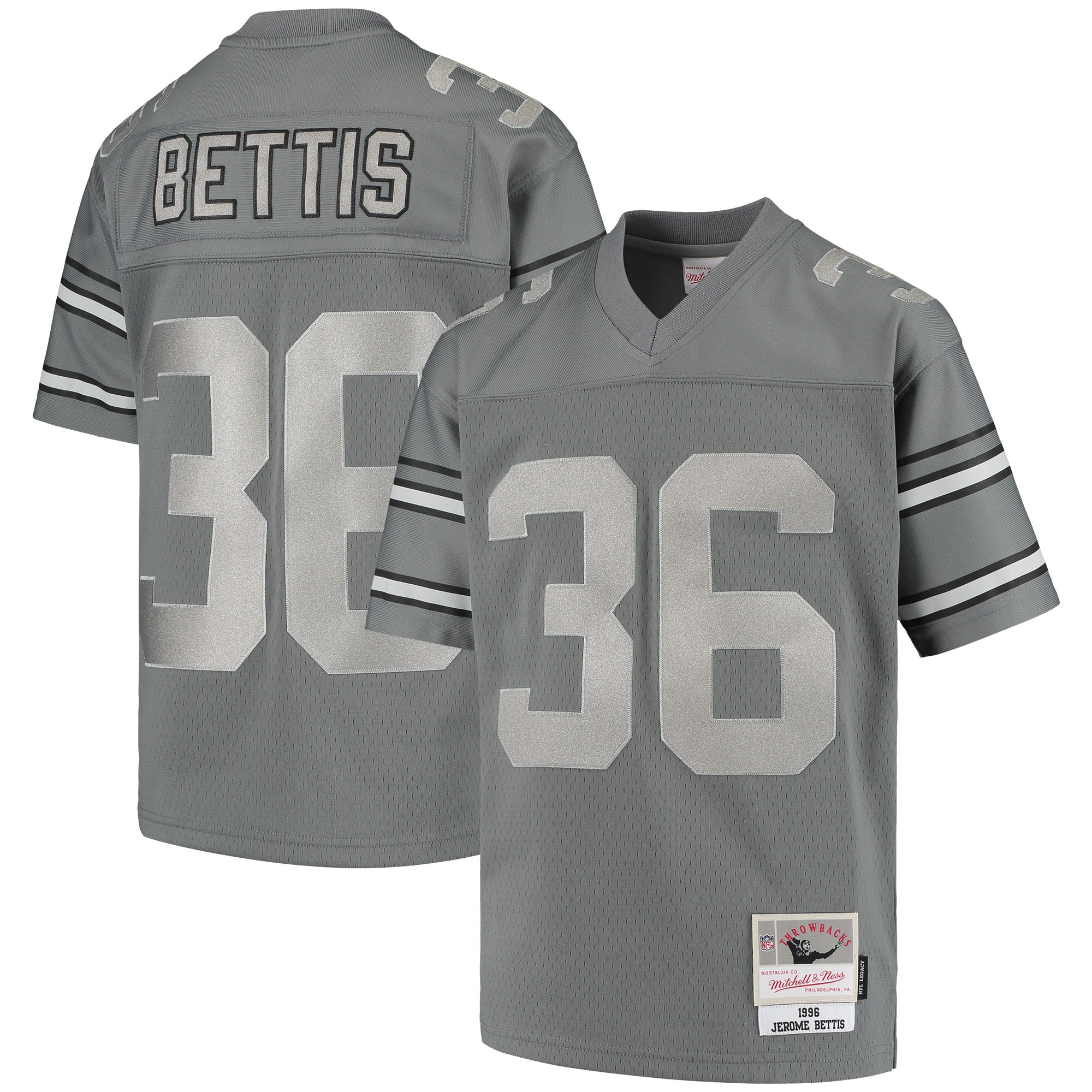 Jerome Bettis Pittsburgh Steelers Mitchell & Ness Youth 1996 Retired Player Metal Replica Jersey - Charcoal - vstockx