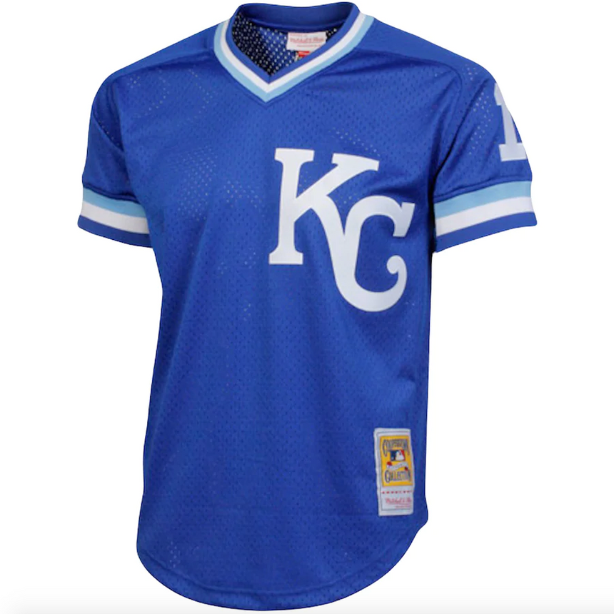 Men's Mitchell & Ness Authentic Replica Bo Jackson Kansas City Royals 1989 Blue Mesh Batting Practice Jersey - vstockx