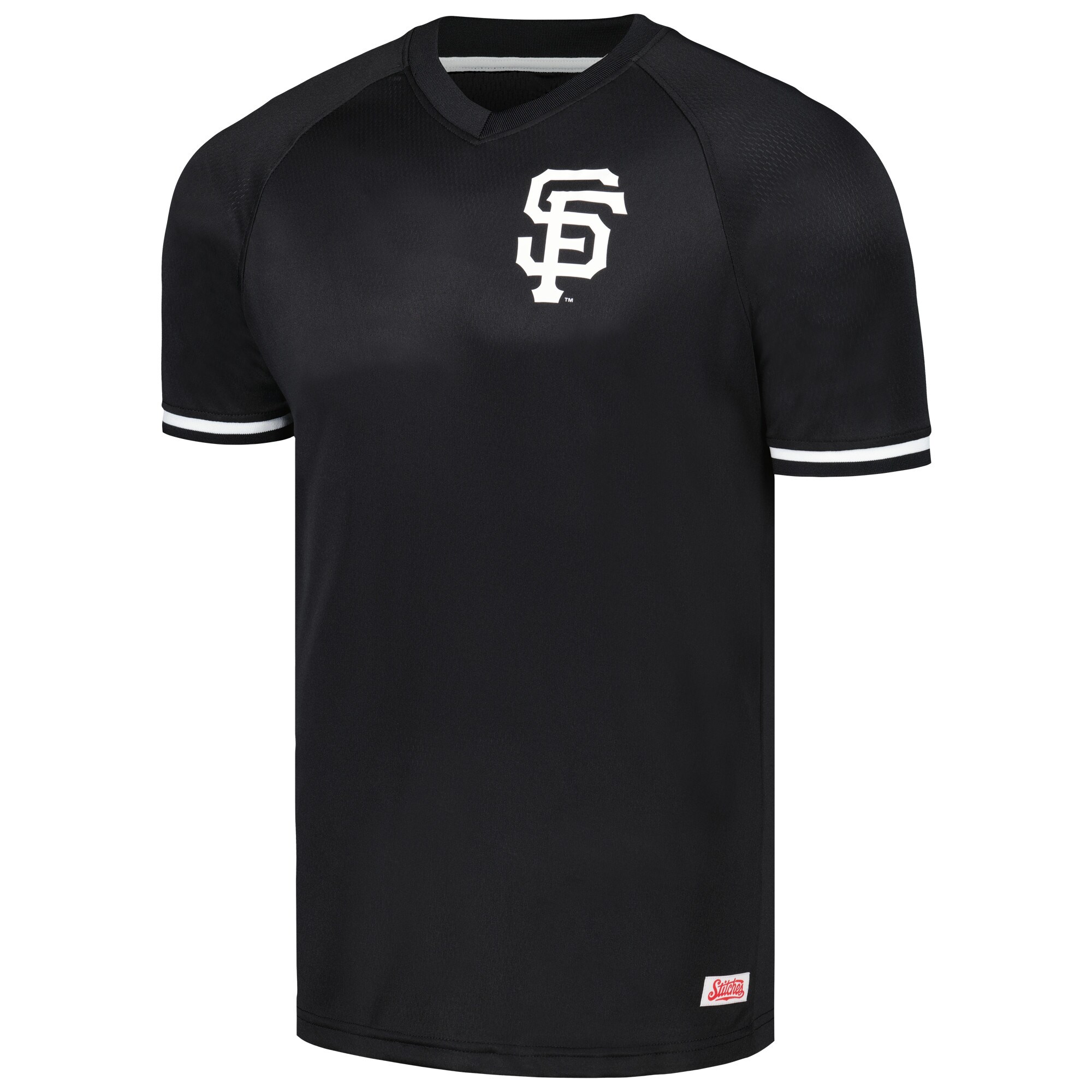San Francisco Giants Stitches Black Raglan V-Neck Jersey - vstockx