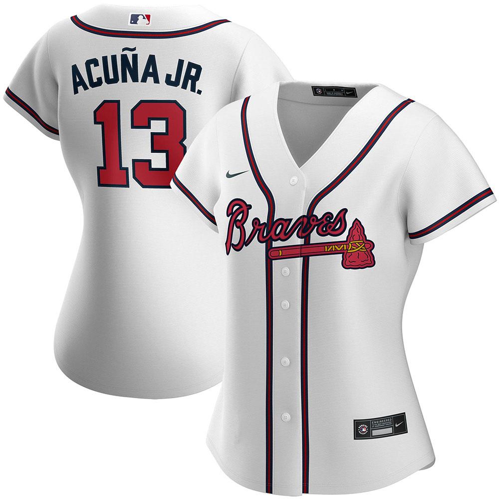 Women's Atlanta Braves Ronald Acuna Cool Base Replica Jersey White - vstockx