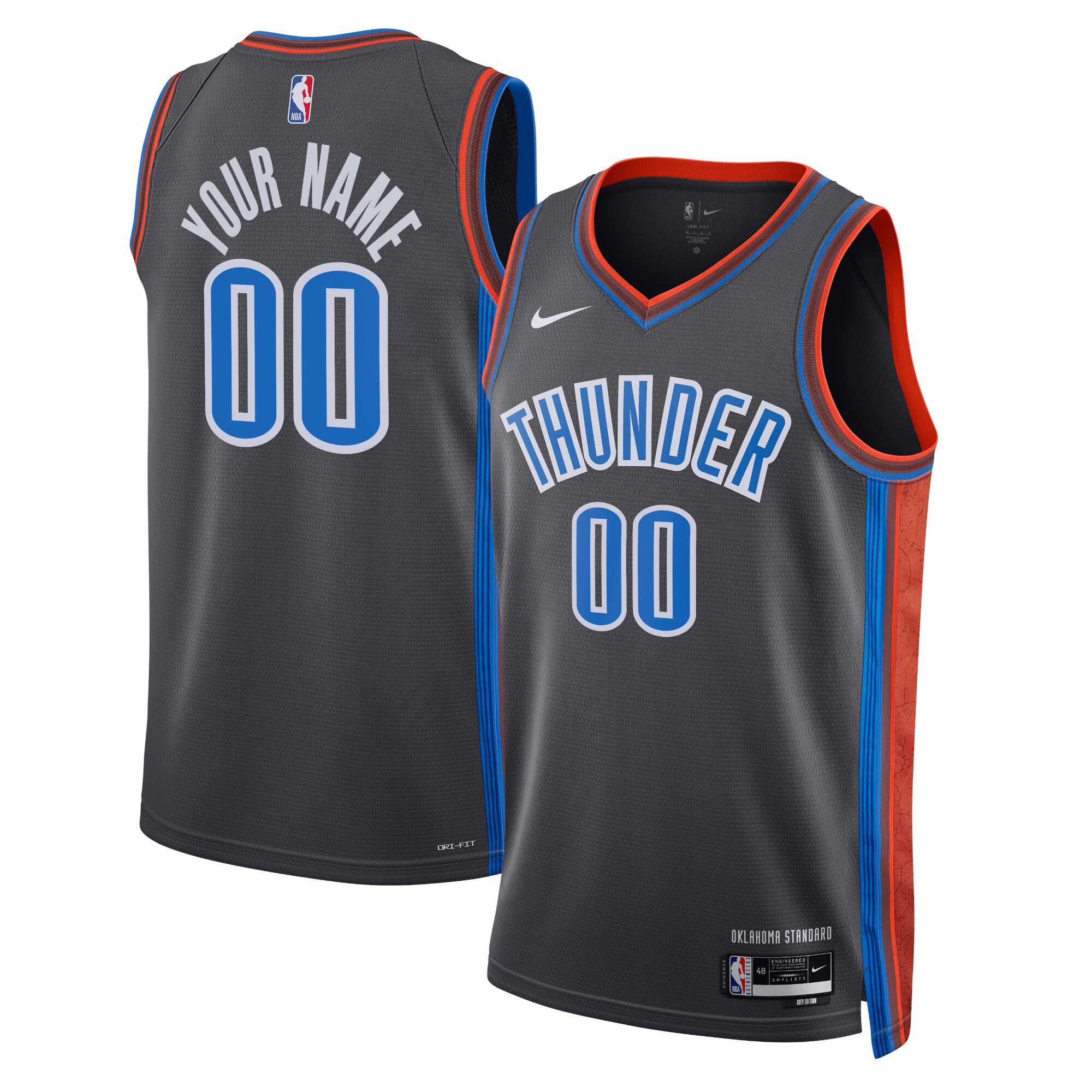 Oklahoma City Thunder Nike Unisex 2022/23 Swingman Custom Jersey - City Edition - Black - vstockx