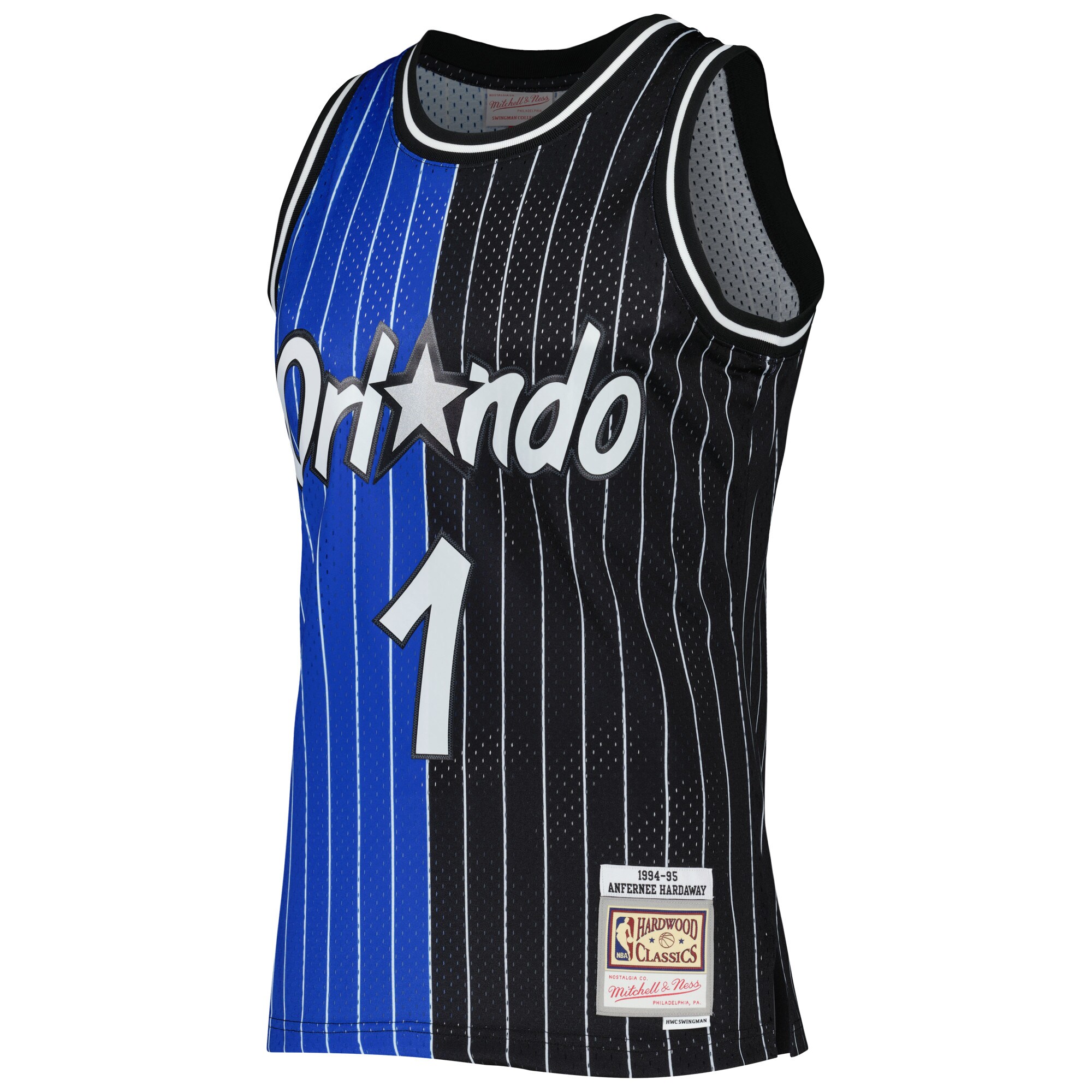 Penny Hardaway Orlando Magic Mitchell & Ness Hardwood Classics 1994/95 Split Swingman Jersey - Blue/Black - vstockx