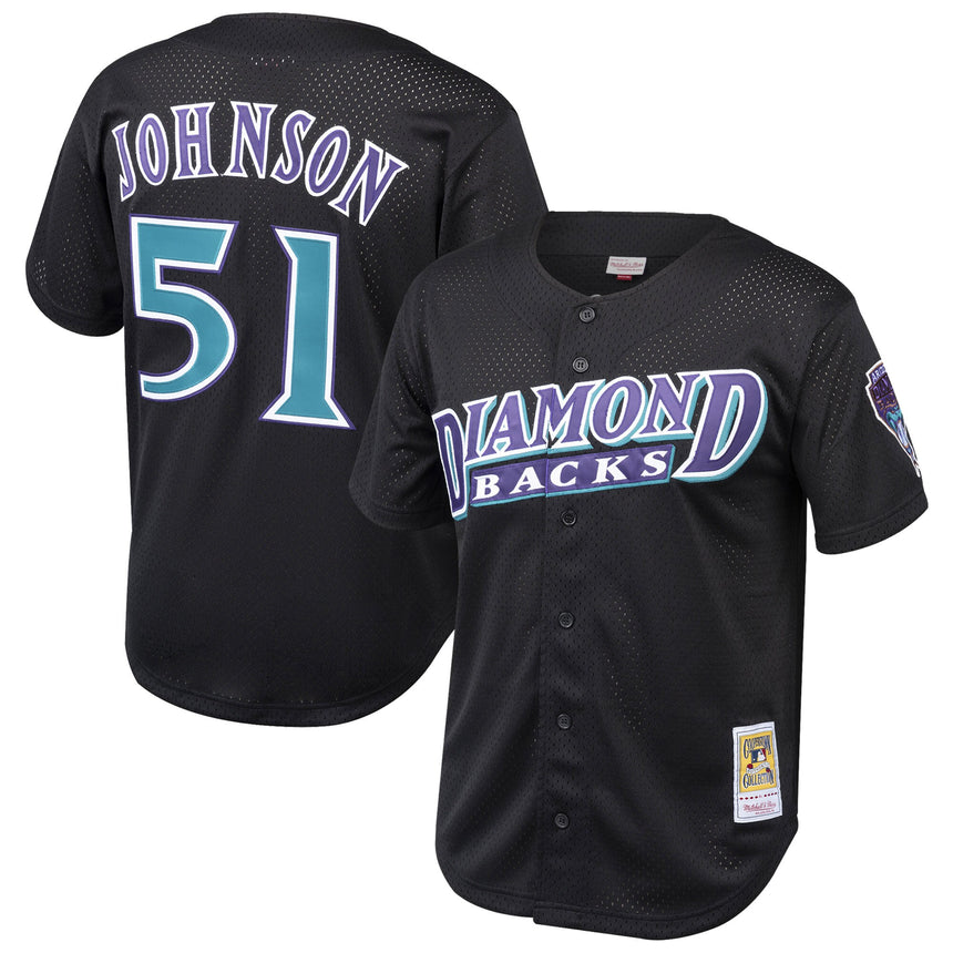 Randy Johnson Arizona Diamondbacks Mitchell & Ness Youth Cooperstown Collection Mesh Batting Practice Jersey - Black - vstockx