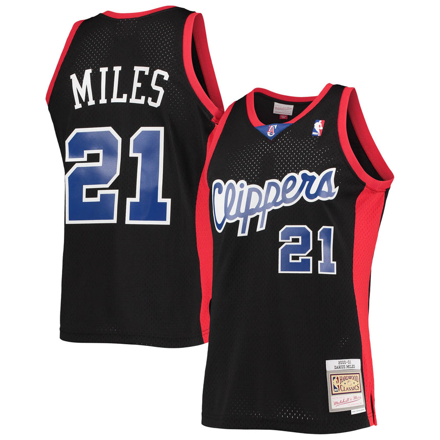 Men's LA Clippers Darius Miles Mitchell & Ness Black Hardwood Classics Reload 2.0 Swingman Jersey - vstockx
