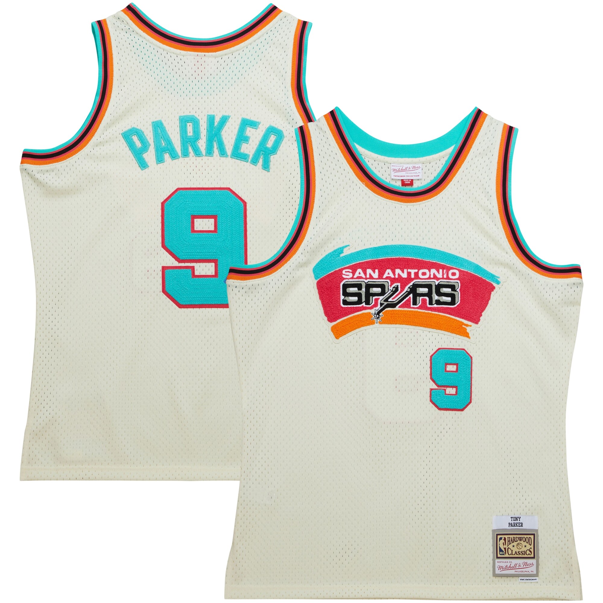 Tony Parker San Antonio Spurs Mitchell & Ness Chainstitch Swingman Jersey - Cream - vstockx