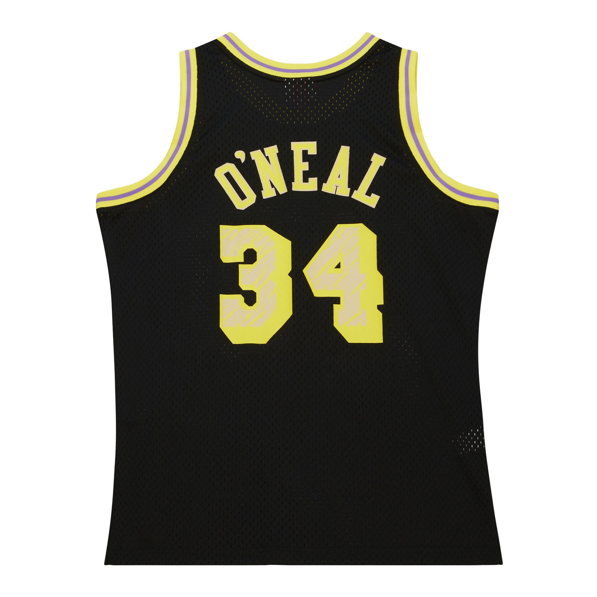 Shaquille O'Neal Los Angeles Lakers Mitchell & Ness 1996/97 Swingman Sidewalk Sketch Jersey - Black - vstockx