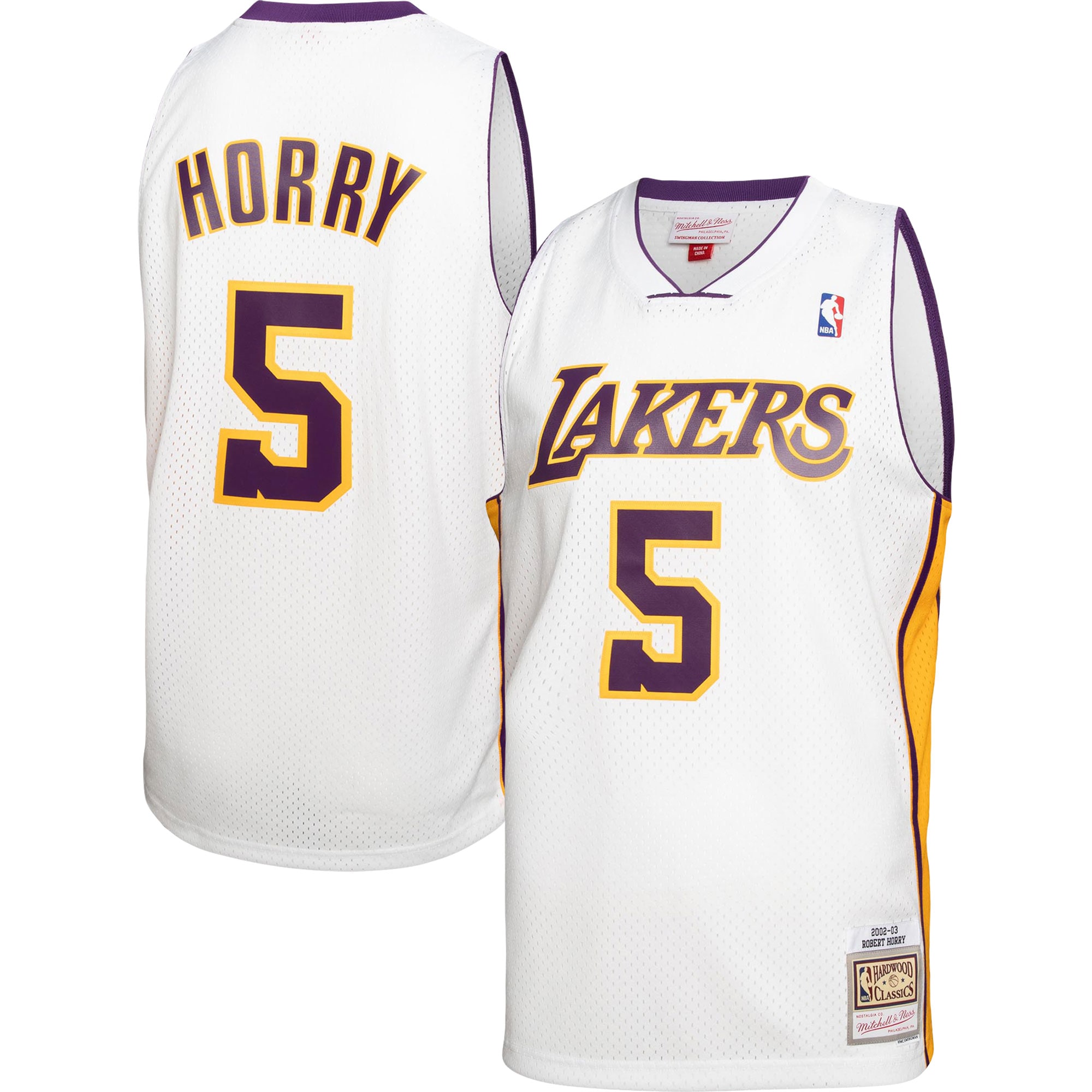 Robert Horry Los Angeles Lakers Mitchell & Ness 2001/02 Hardwood Classics Swingman Jersey - White - vstockx