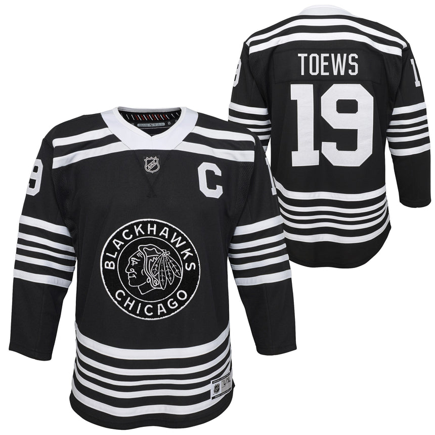 Youth Jonathan Toews Chicago Blackhawks Vintage Black Alternate Premier Jersey - vstockx