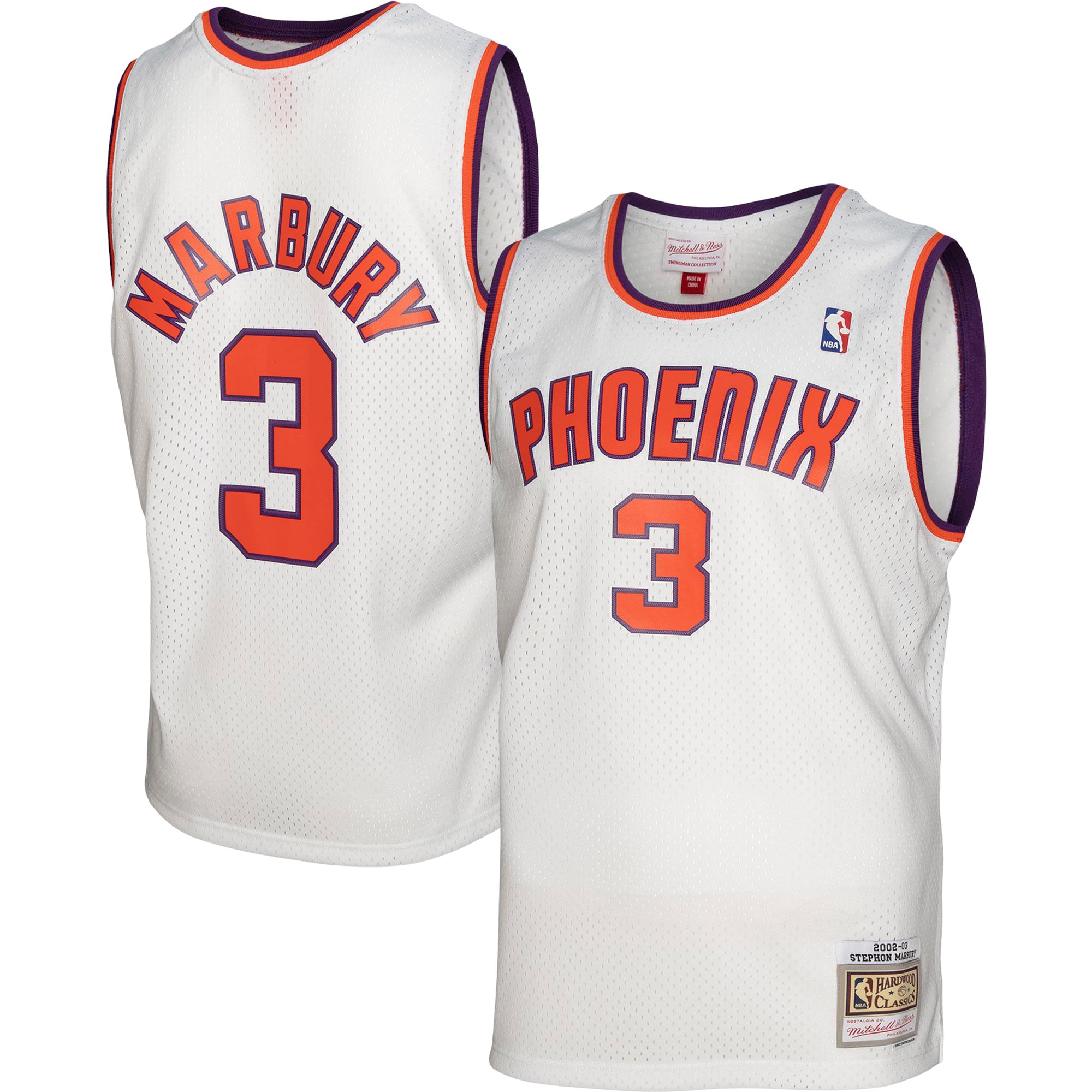 Stephon Marbury Phoenix Suns Mitchell & Ness 2001/02 Hardwood Classics Swingman Jersey - White - vstockx