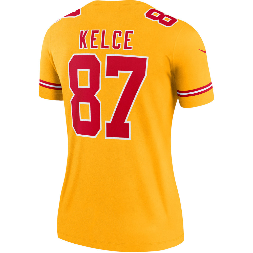 Women's Kansas City Chiefs Travis Kelce Inverted Legend Jersey Gold - vstockx