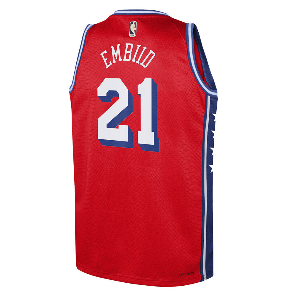 Youth Philadelphia 76ers Joel Embiid Statement Edition Jersey - Red - vstockx