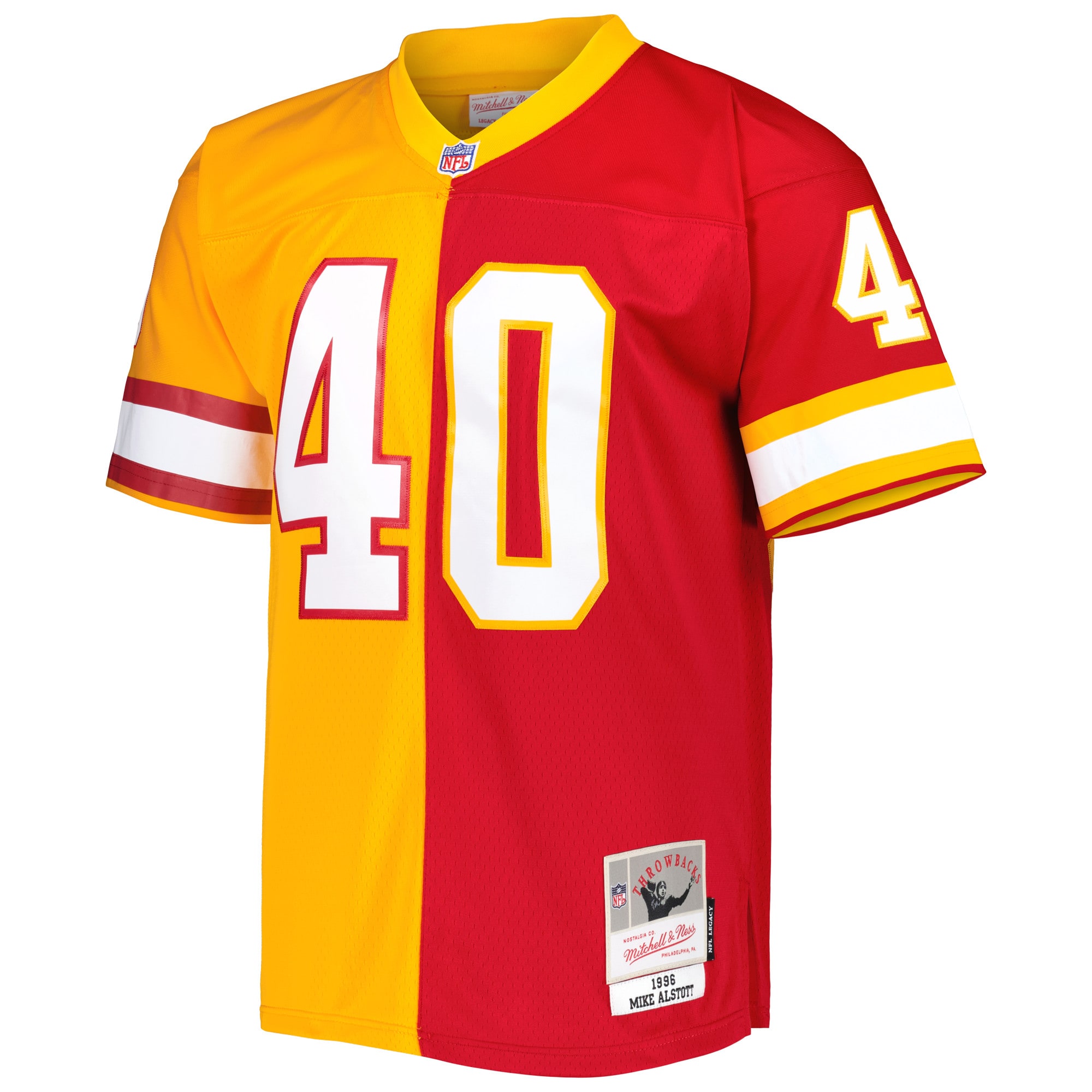 Mike Alstott Tampa Bay Buccaneers Mitchell & Ness 1996 Split Legacy Replica Jersey - Orange/Red - vstockx