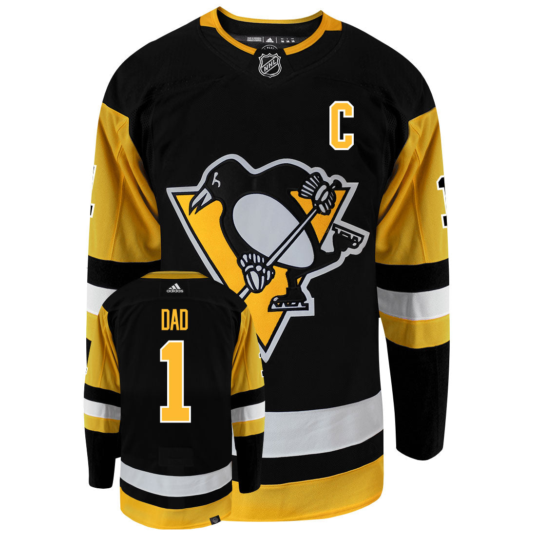 Pittsburgh Penguins Dad Number One Adidas Primegreen Authentic NHL Hockey Jersey - vstockx