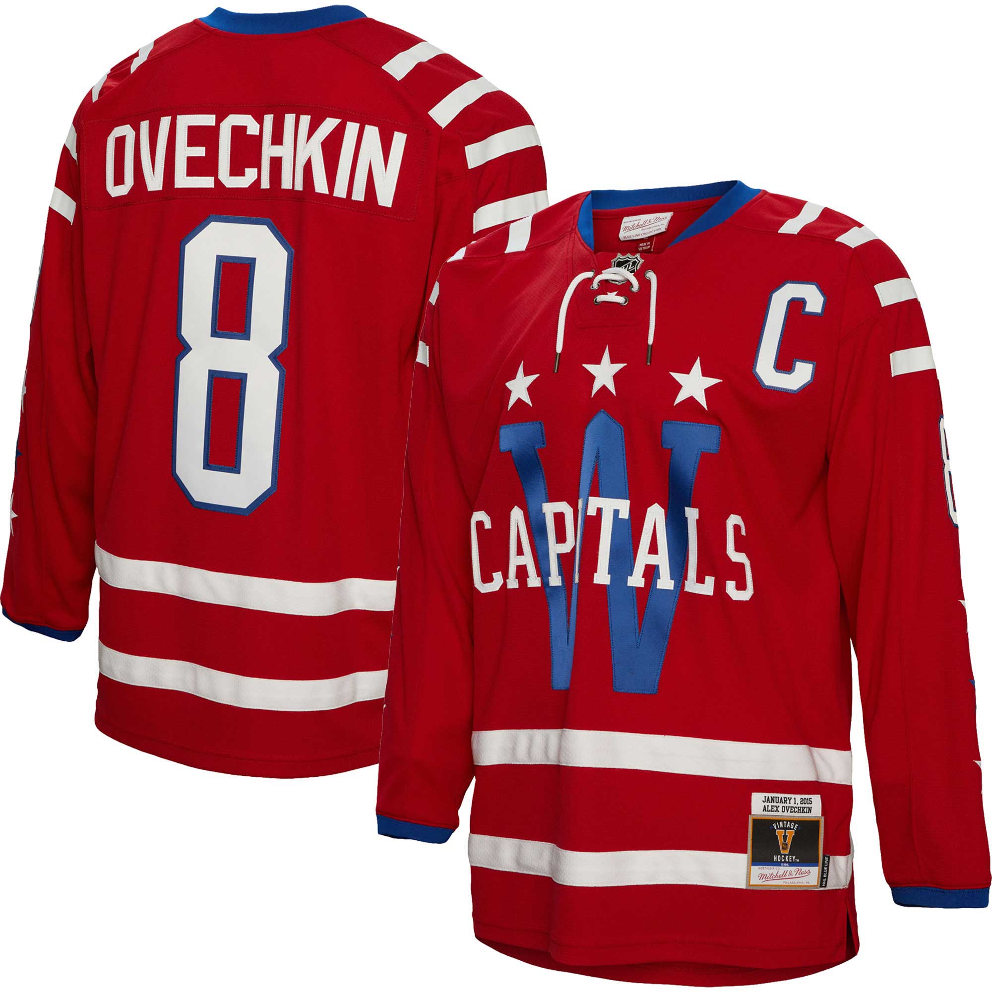 Alexander Ovechkin Washington Capitals Mitchell & Ness 2015 Captain Patch Blue Line Player Jersey - Red - vstockx