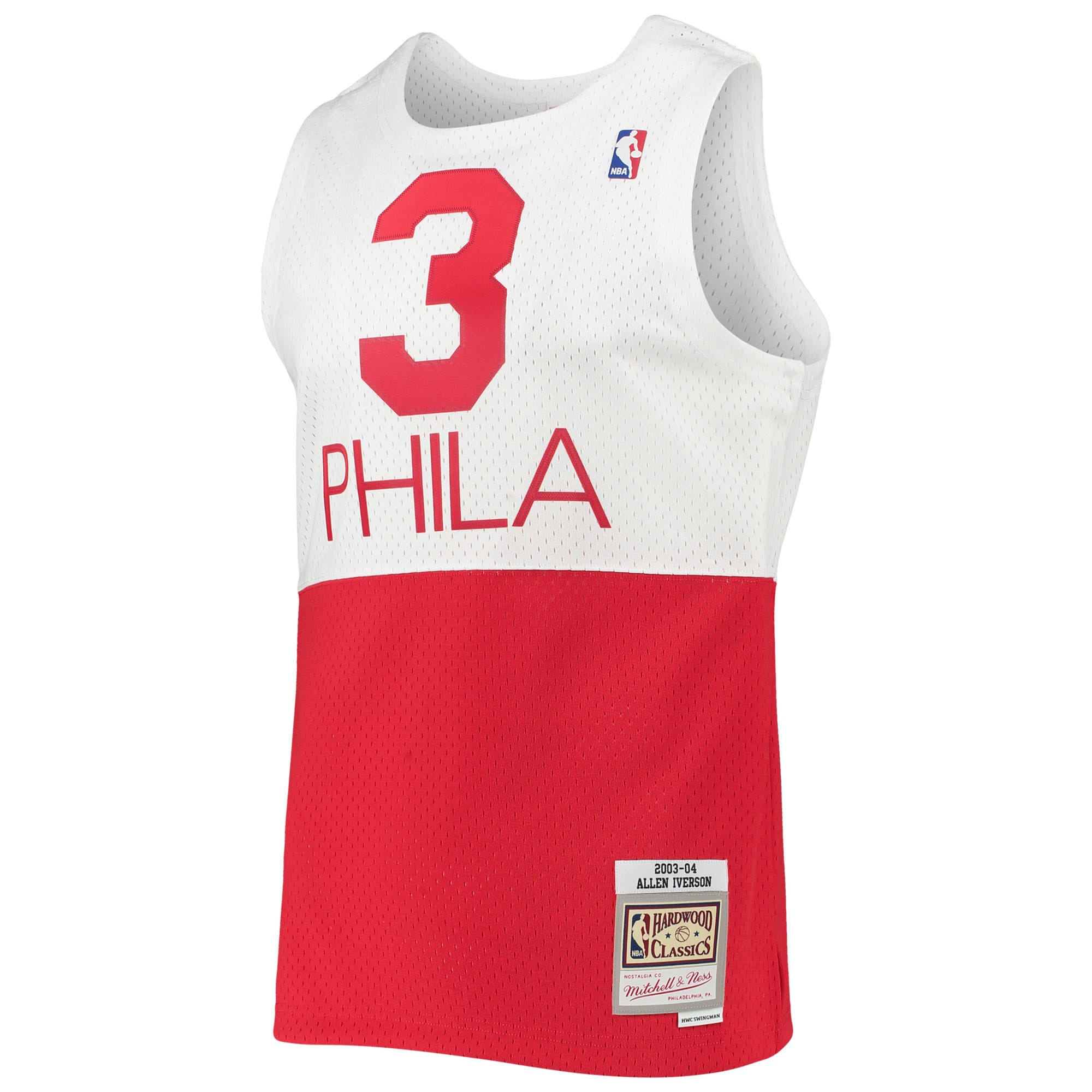 Allen Iverson Philadelphia 76ers Mitchell & Ness Hardwood Classics Swingman Jersey - White - vstockx