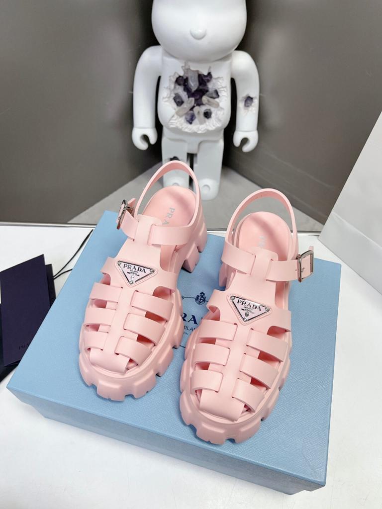 Prada Monolith Foam Rubber 55mm Sandals Alabaster Pink - vstockx