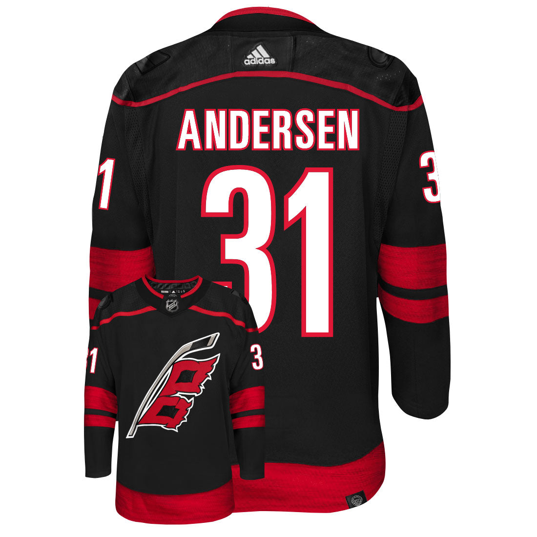 Frederik Andersen Carolina Hurricanes Adidas Primegreen Authentic NHL Hockey Jersey - vstockx