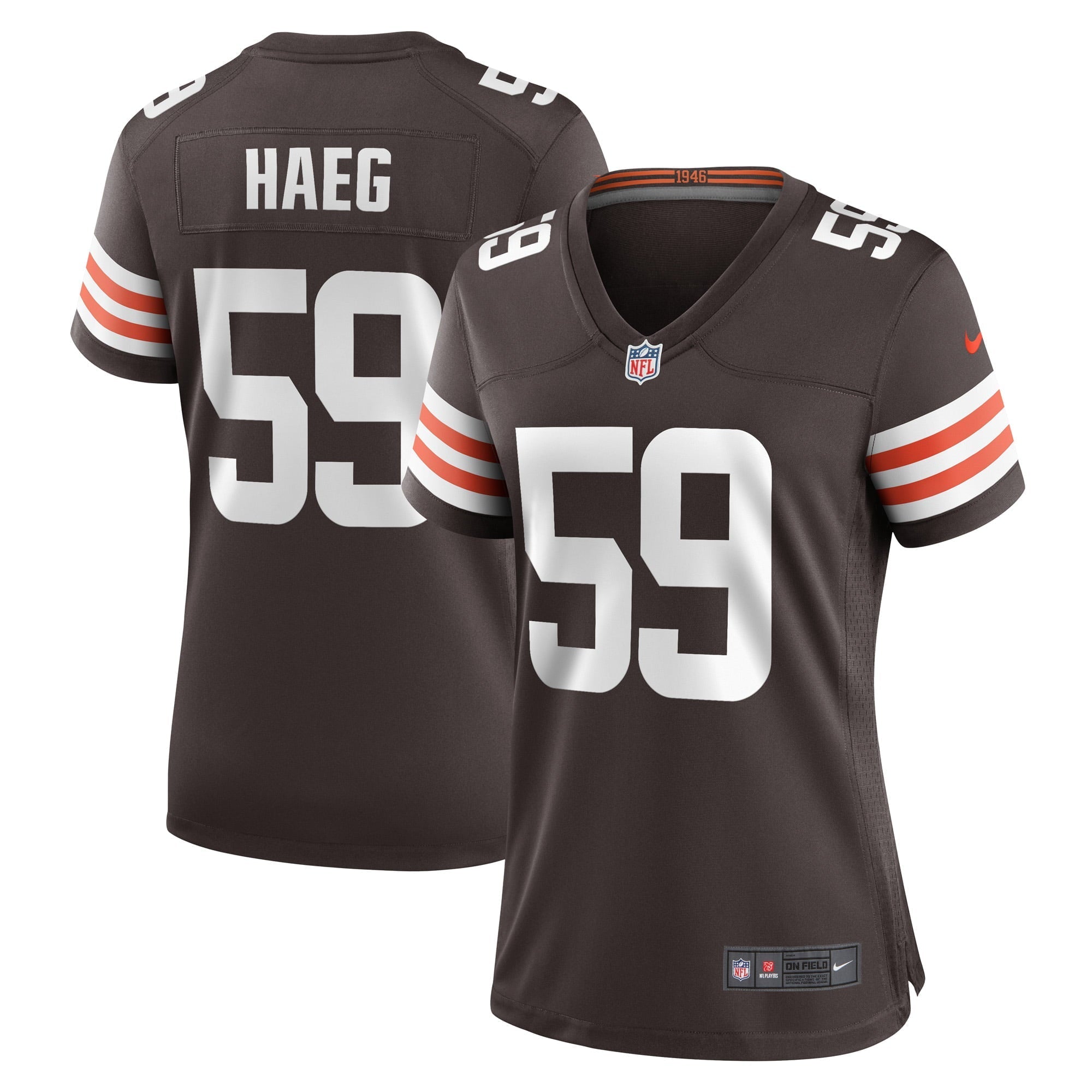 Women's Nike Joe Haeg Brown Cleveland Browns Game Player Jersey - vstockx