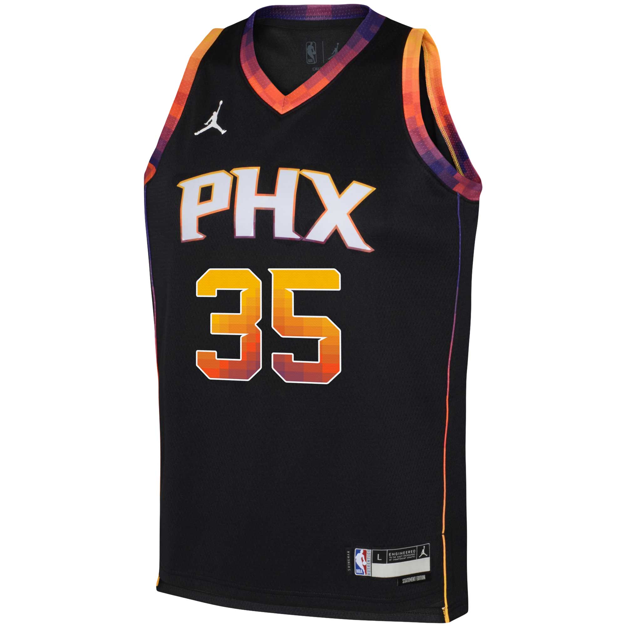 Kevin Durant Phoenix Suns Jordans Brand Youth 2022/23 Swingman Jersey - Statement Edition - Black - vstockx