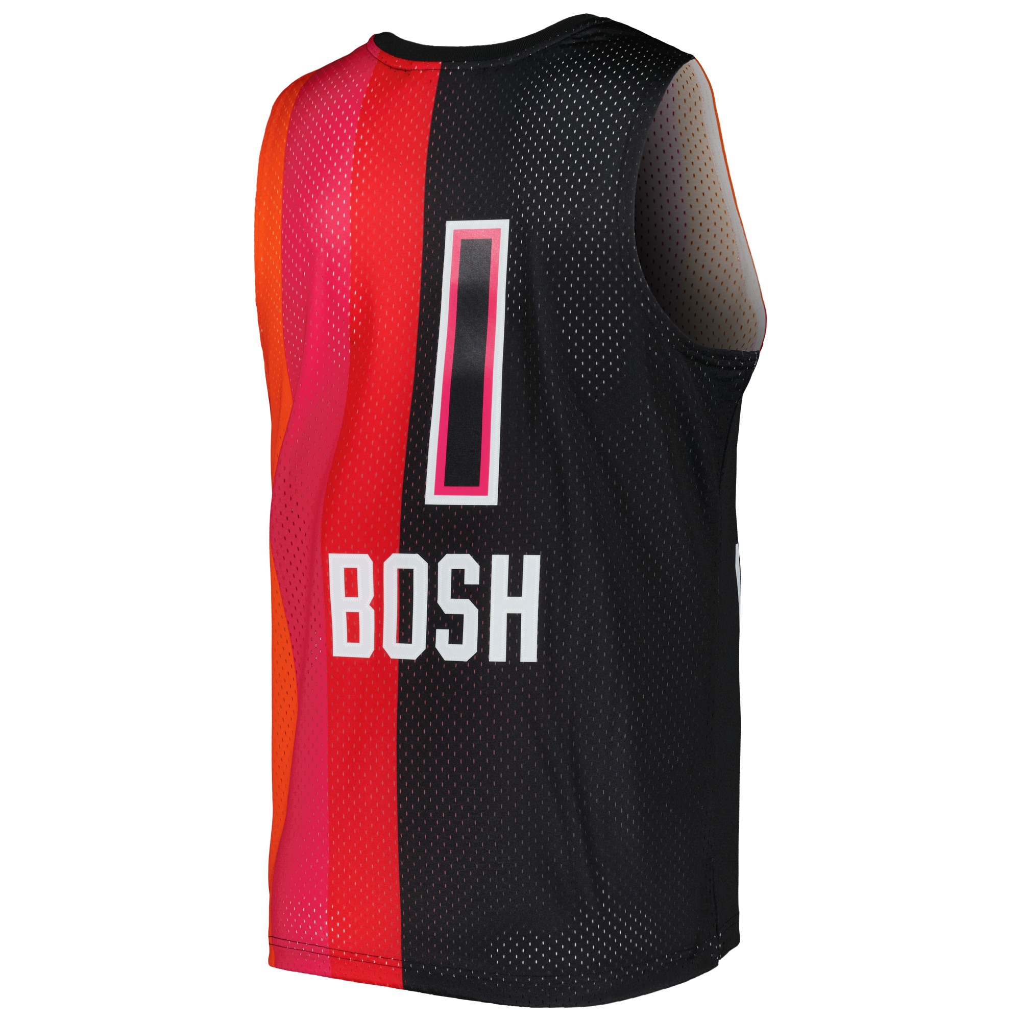 Chris Bosh Miami Heat Mitchell & Ness Hardwood Classics 2011/12 Split Swingman Jersey - Black/Red - vstockx
