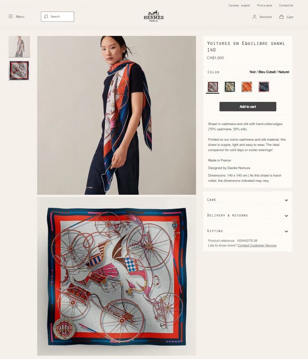 Streetwear Scarf Hermes 328799 SIZE:140cm*140cm - vstockx