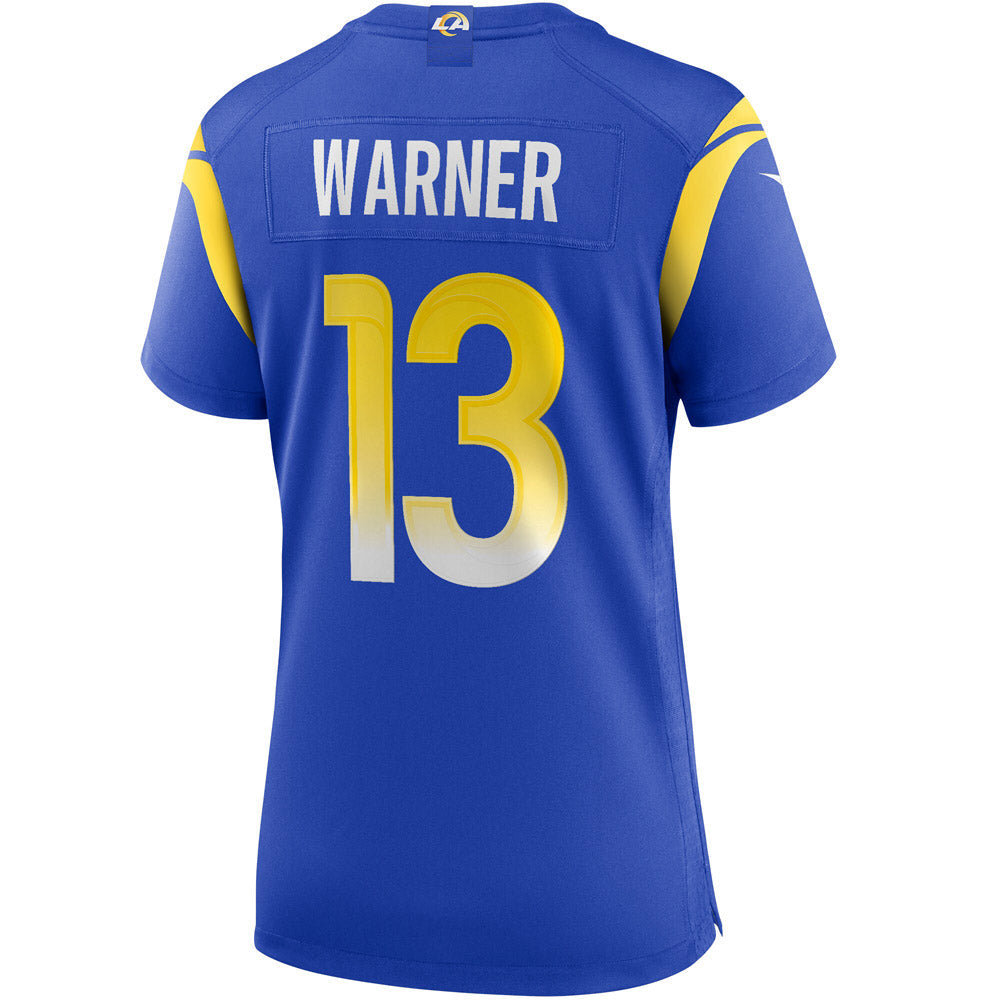 Women's Los Angeles Rams Kurt Warner Game Retired Player Jersey Royal Blue - vstockx