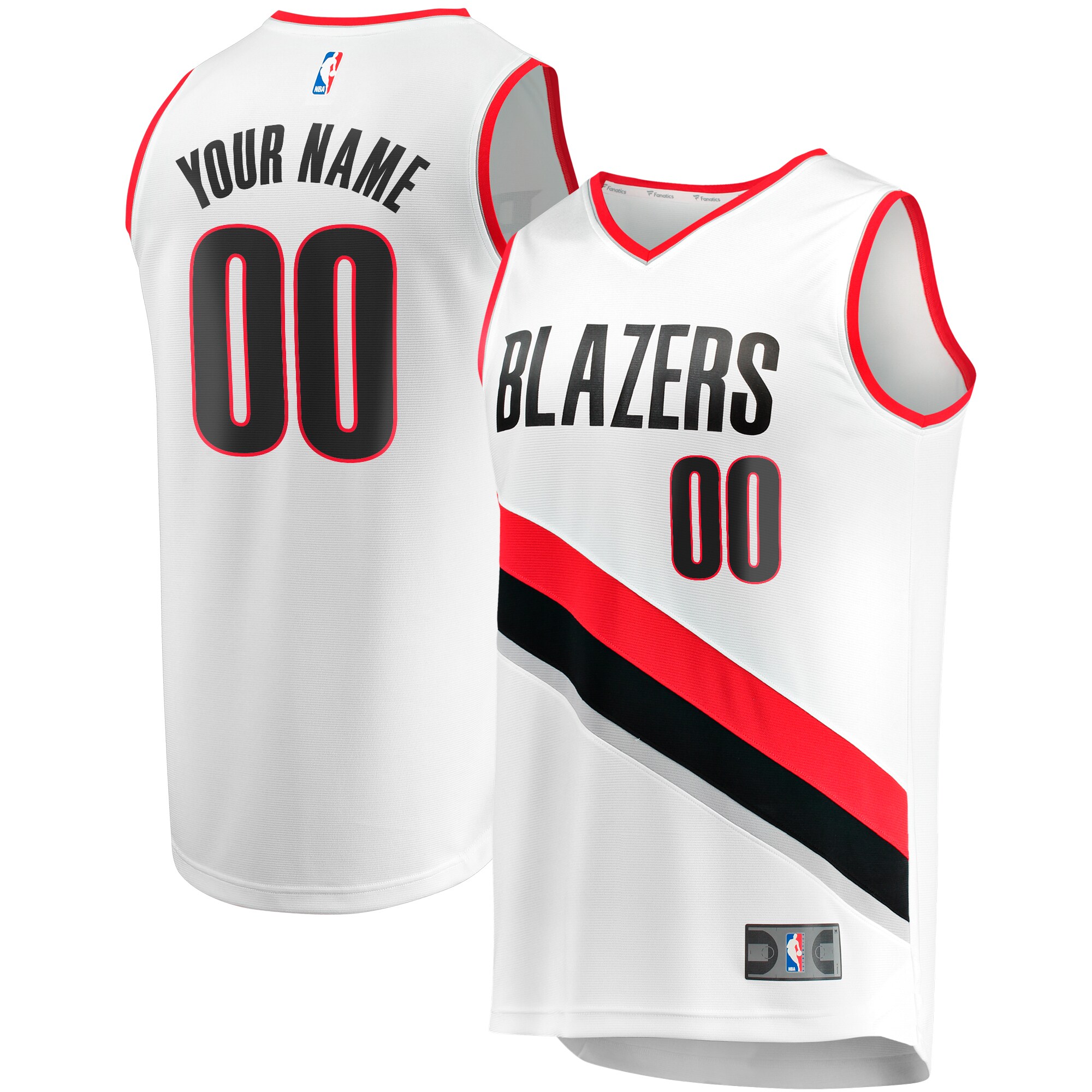 Portland Trail Blazers Fanatics Branded Fast Break Custom Replica Jersey - Association Edition - White - vstockx