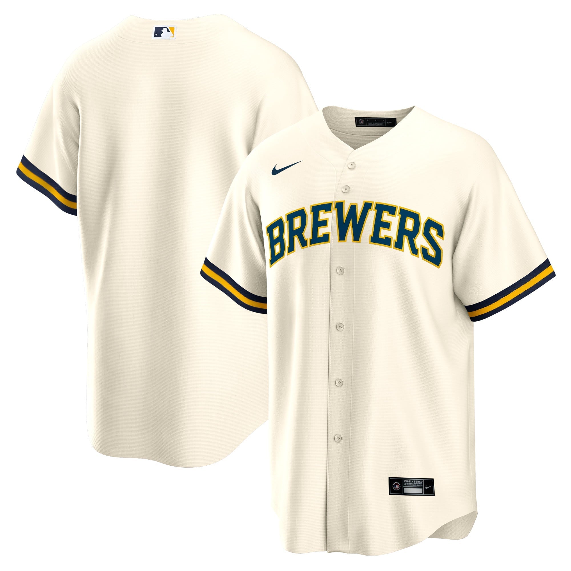 Men's Nike Cream Milwaukee Brewers Home Blank Replica Jersey - vstockx