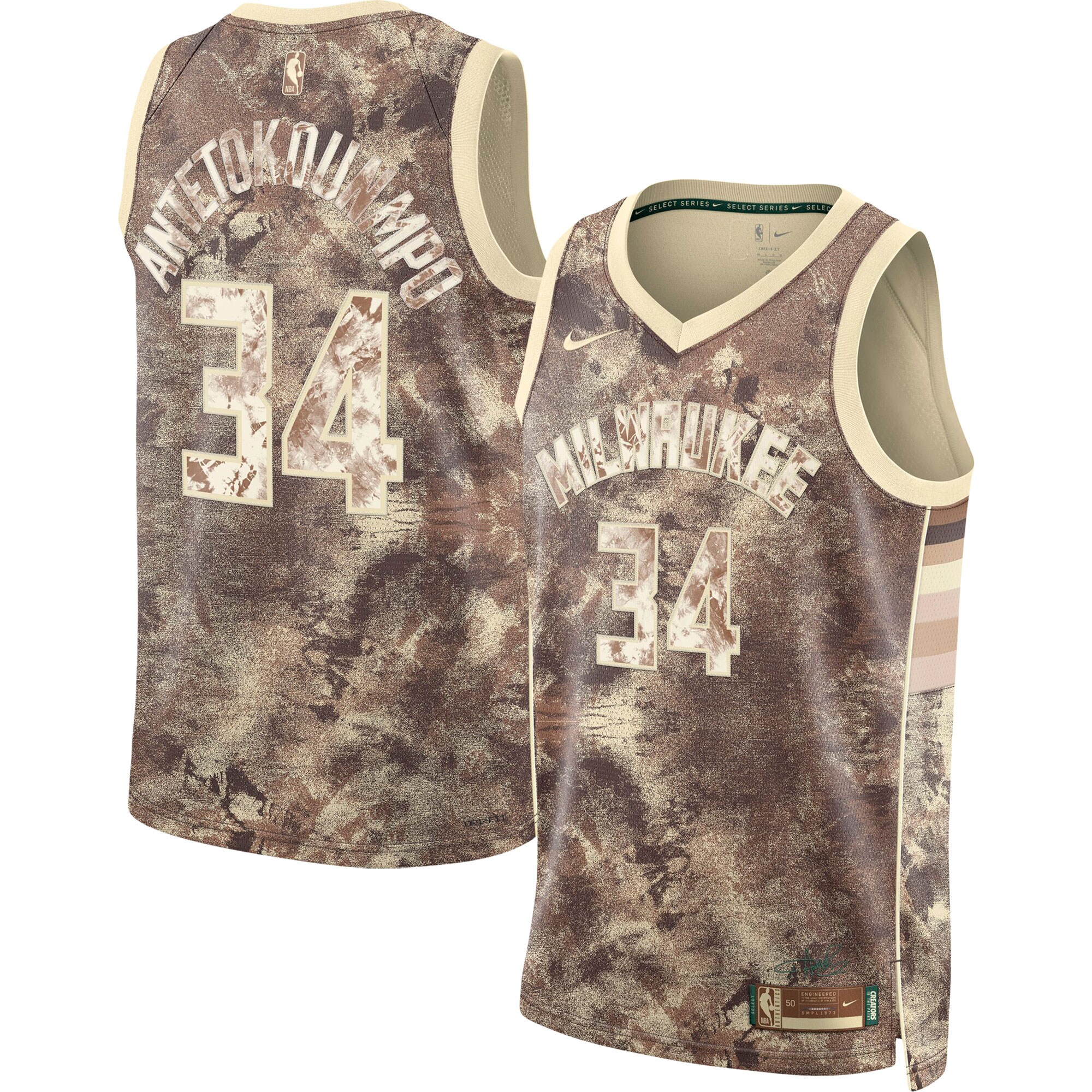 Giannis Antetokounmpo Milwaukee Bucks Nike Unisex Select Series Swingman Jersey - Brown - vstockx