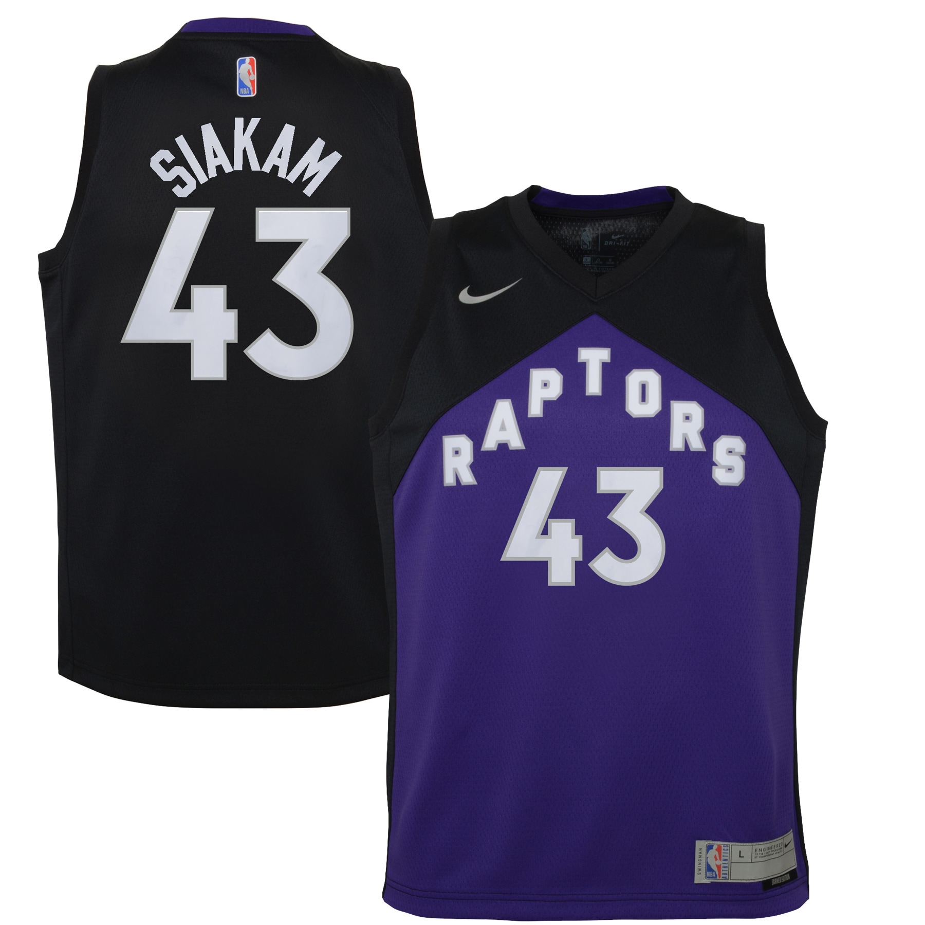 Pascal Siakam Toronto Raptors Nike Youth 2020/21 Swingman Player Jersey Black/Purple - Earned Edition - vstockx