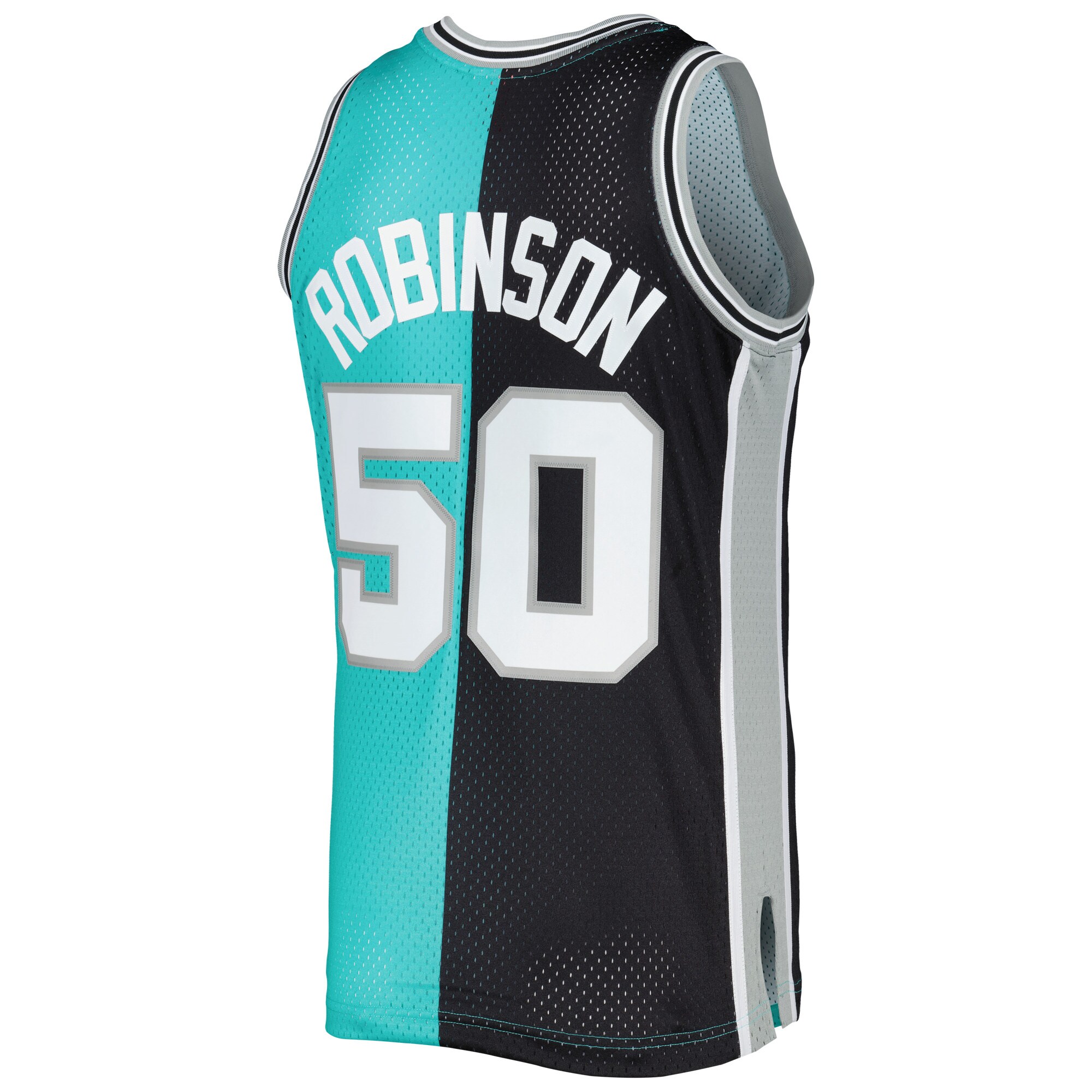 David Robinson San Antonio Spurs Mitchell & Ness Hardwood Classics 1998/99 Split Swingman Jersey - Black/Teal - vstockx