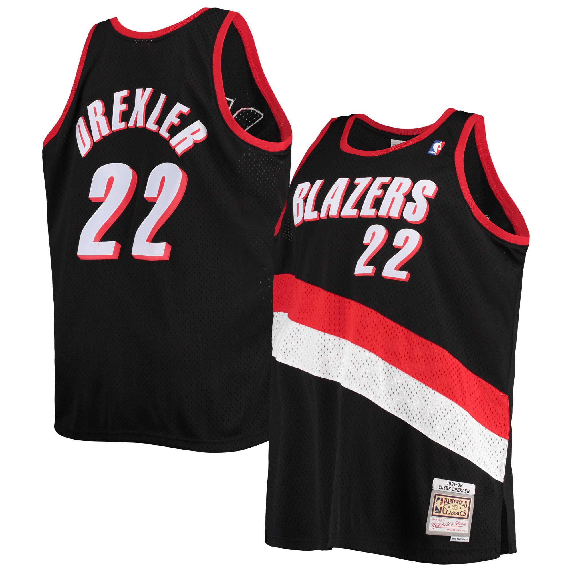 Clyde Drexler Portland Trail Blazers Mitchell & Ness Big & Tall Hardwood Classics Swingman Jersey - Black - vstockx