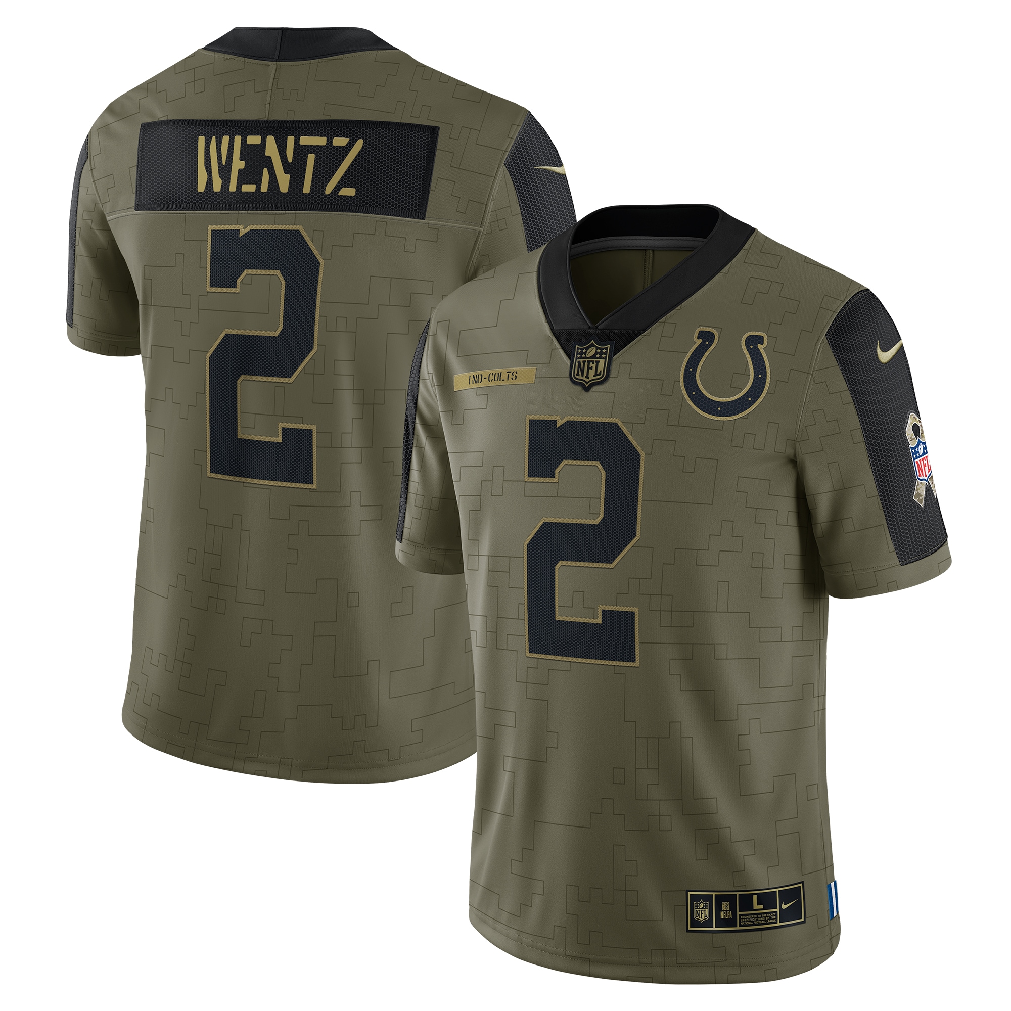 Carson Wentz Indianapolis Colts Nike 2021 Salute To Service Limited Player Jersey - Olive - vstockx
