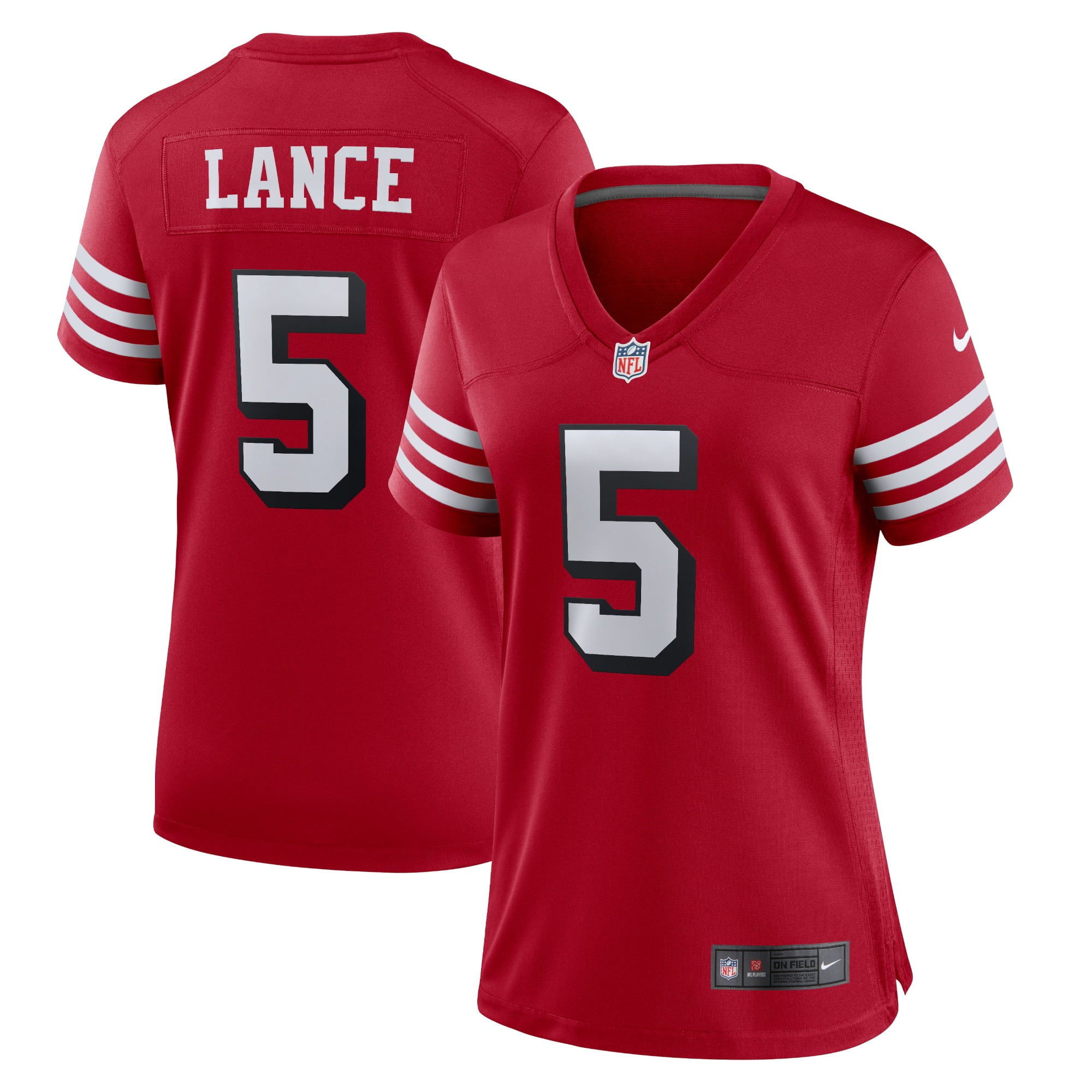 Women's Nike Trey Lance Scarlet San Francisco 49ers Alternate Game Jersey - vstockx