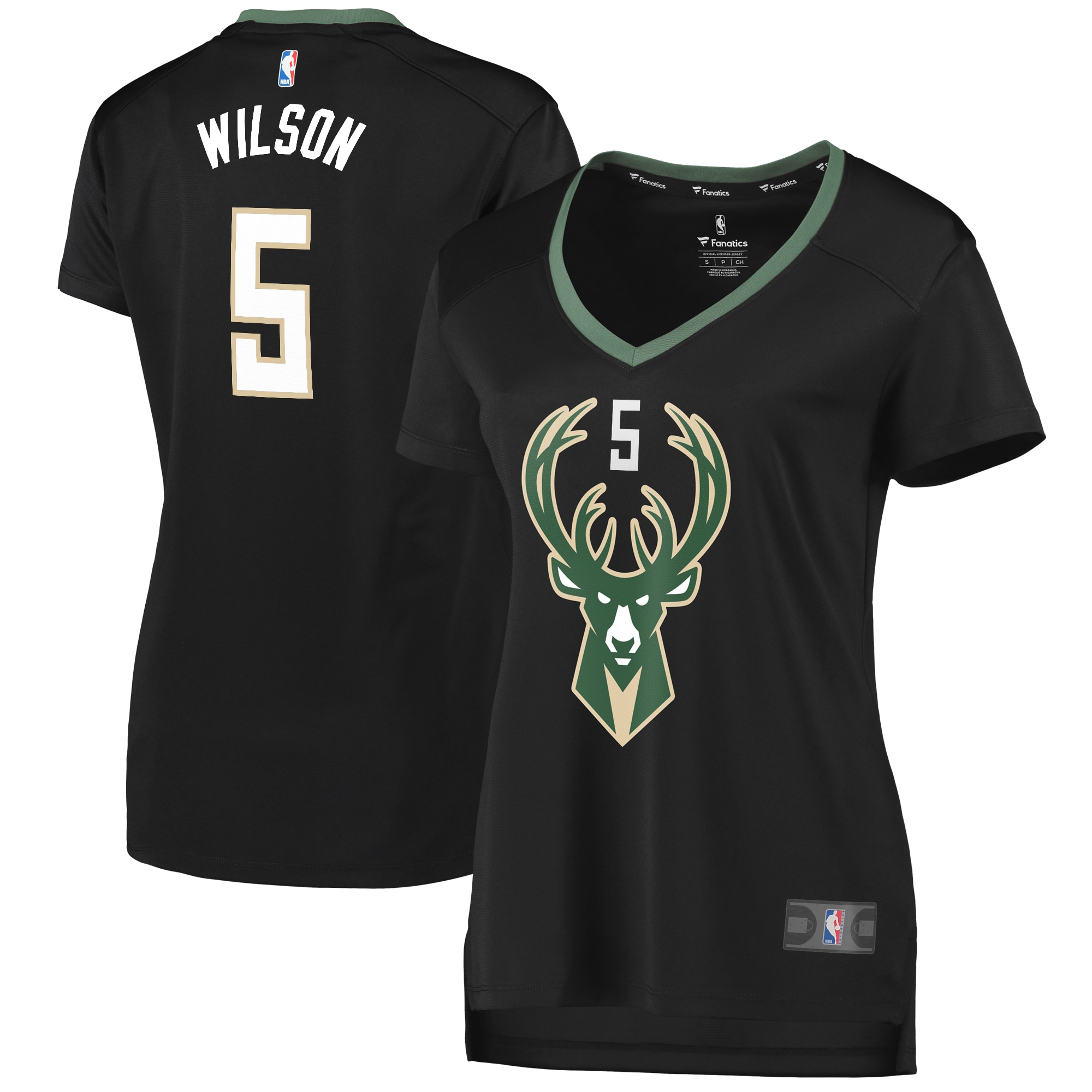D.J. Wilson Milwaukee Bucks Fanatics Branded Women's Fast Break Replica Player Jersey - Statement Edition - Black - vstockx